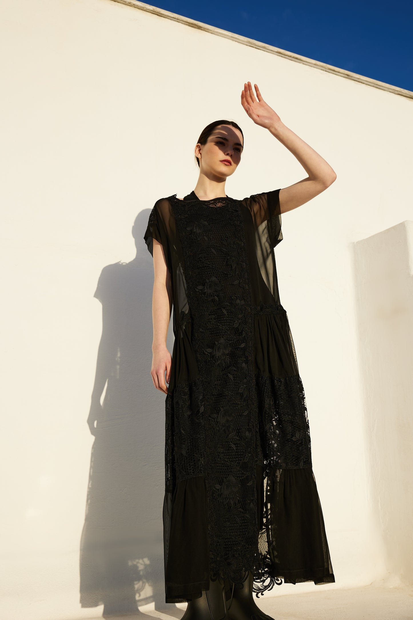 Long Silk Dress With Lace