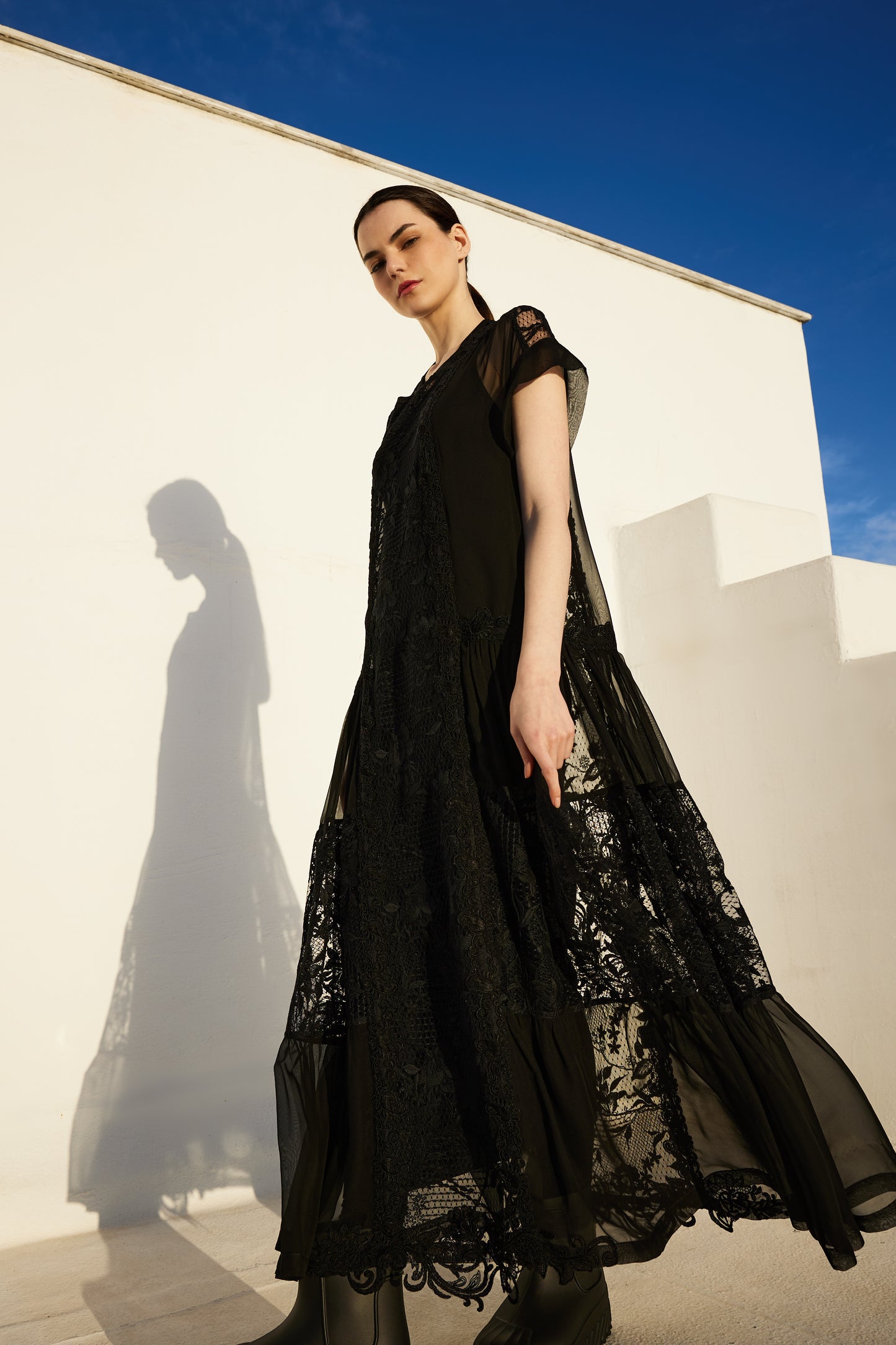 Long Silk Dress With Lace