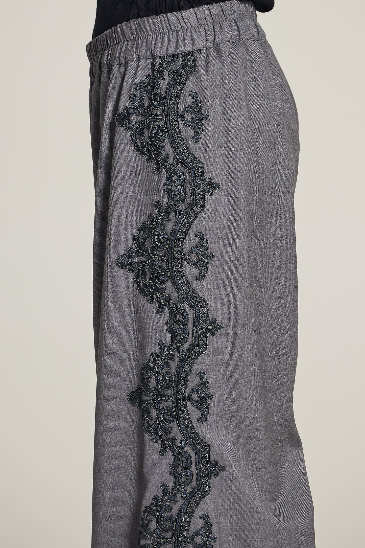 Boot Cut Pants With Lace And Elastic Waistband