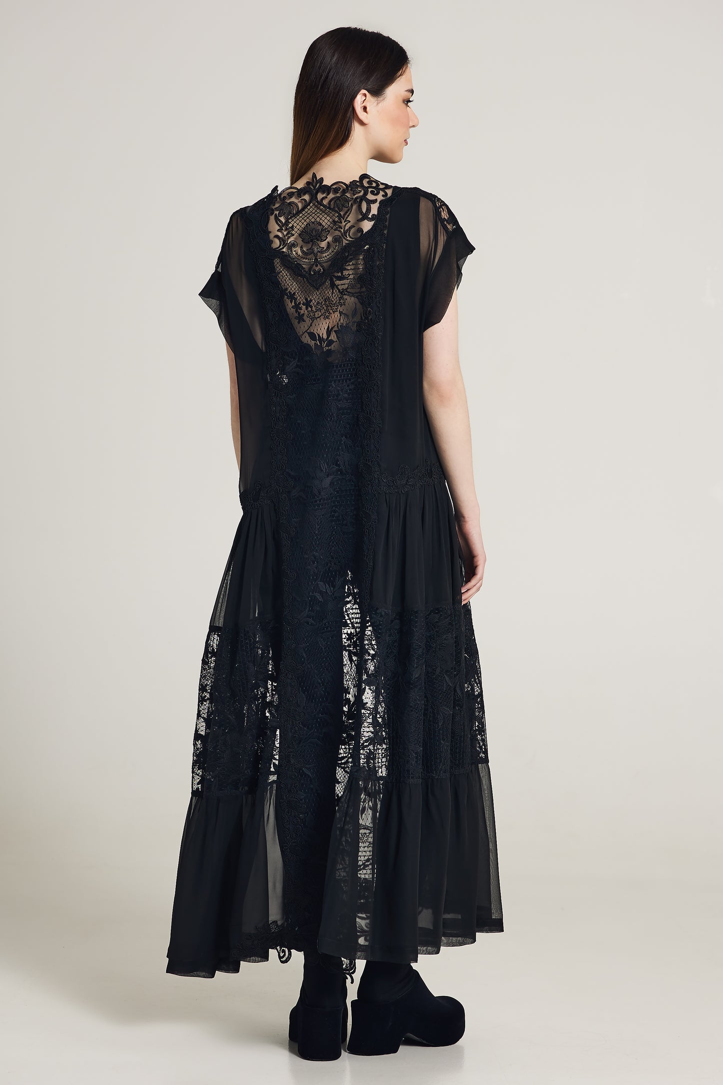 Long Silk Dress With Lace