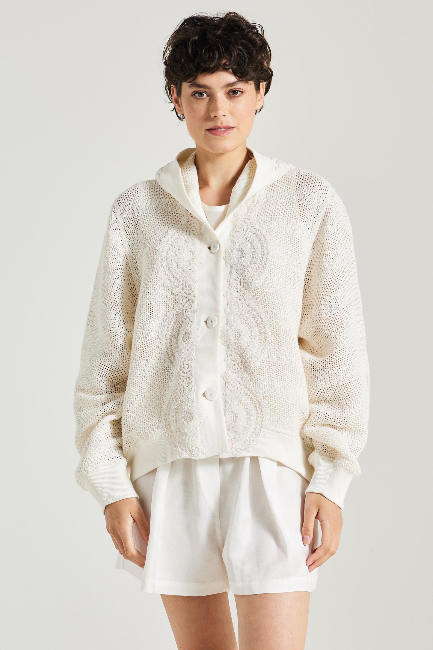 Knitwear Jacket With Lace