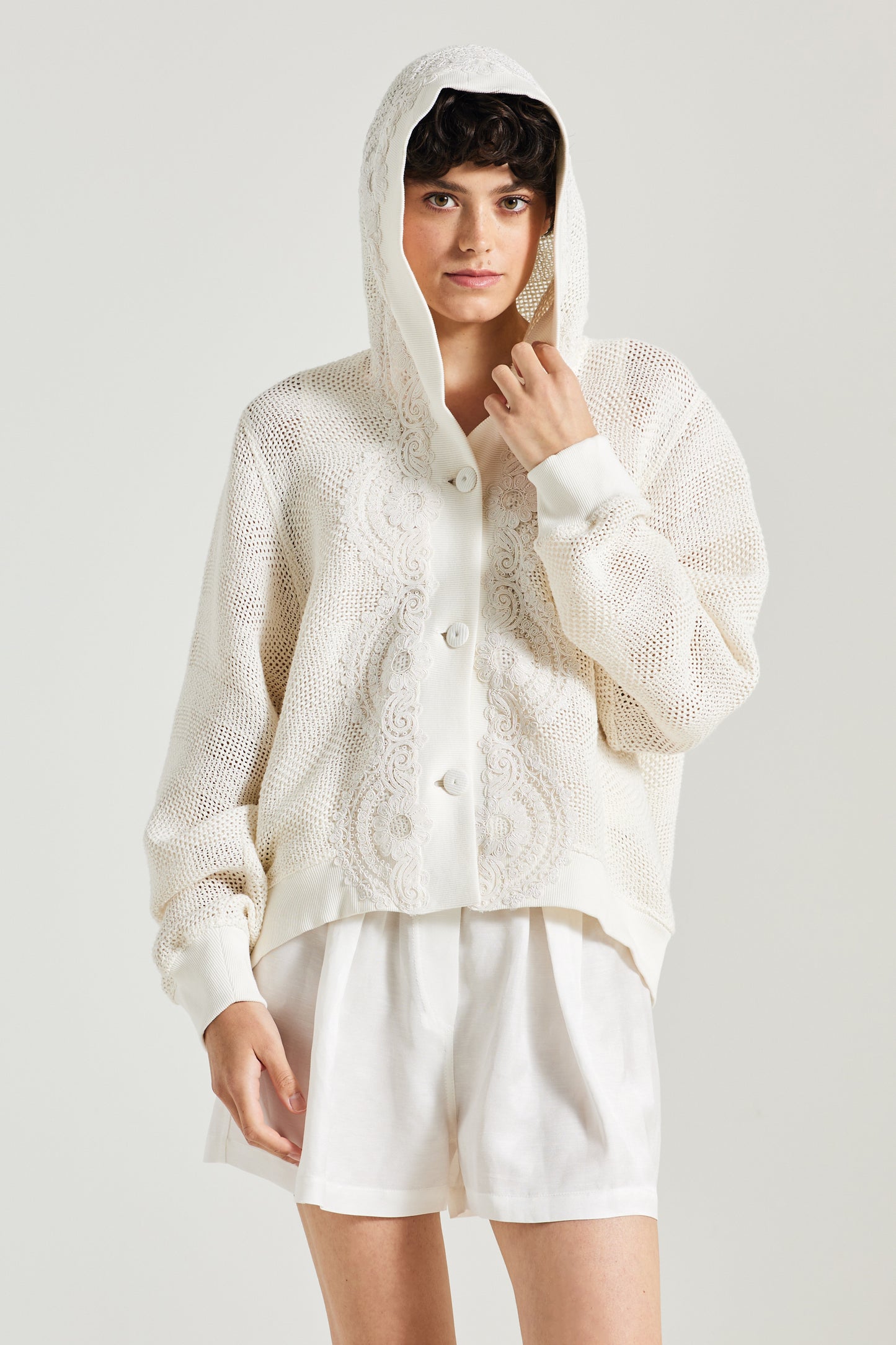 Knitwear Jacket With Lace