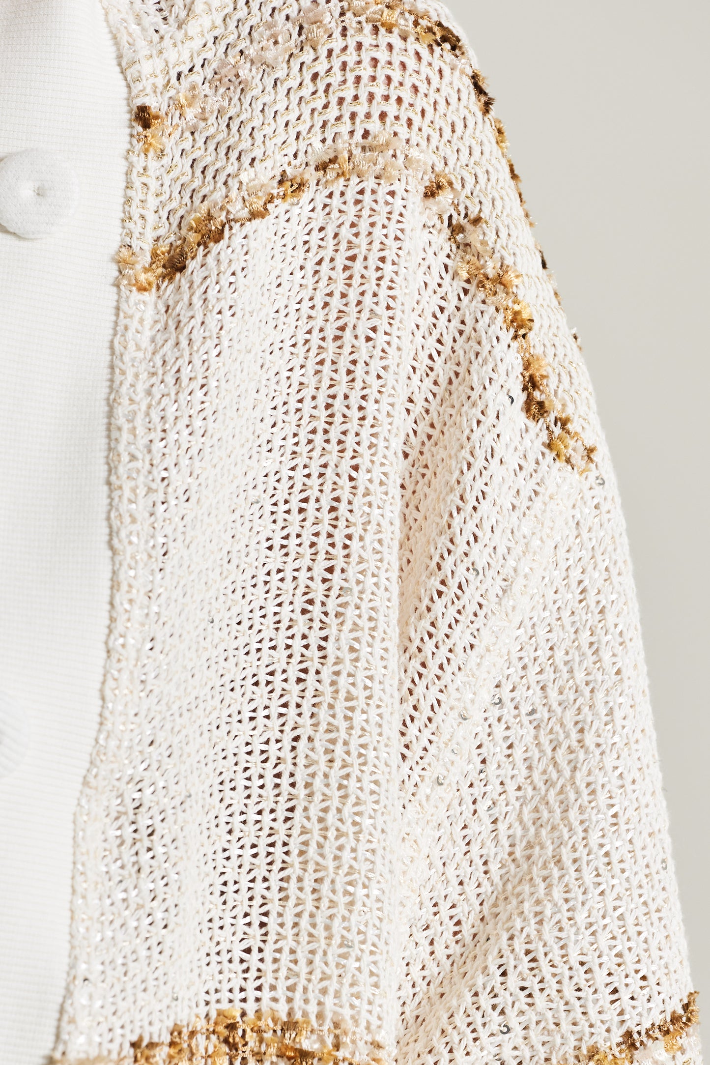 Knitwear Jacket With Buttons And Beige Line Details