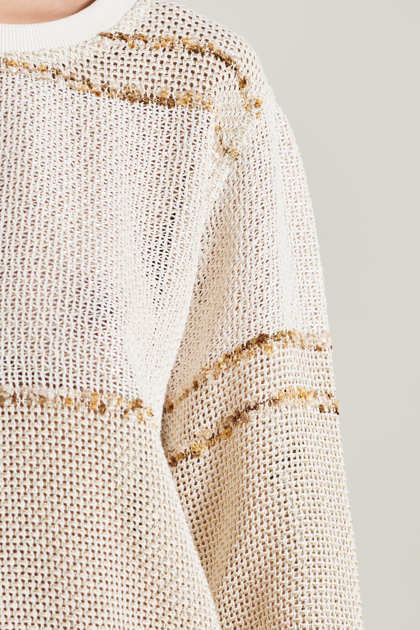 Knitwear Sweater With Brown And Beige Line Details
