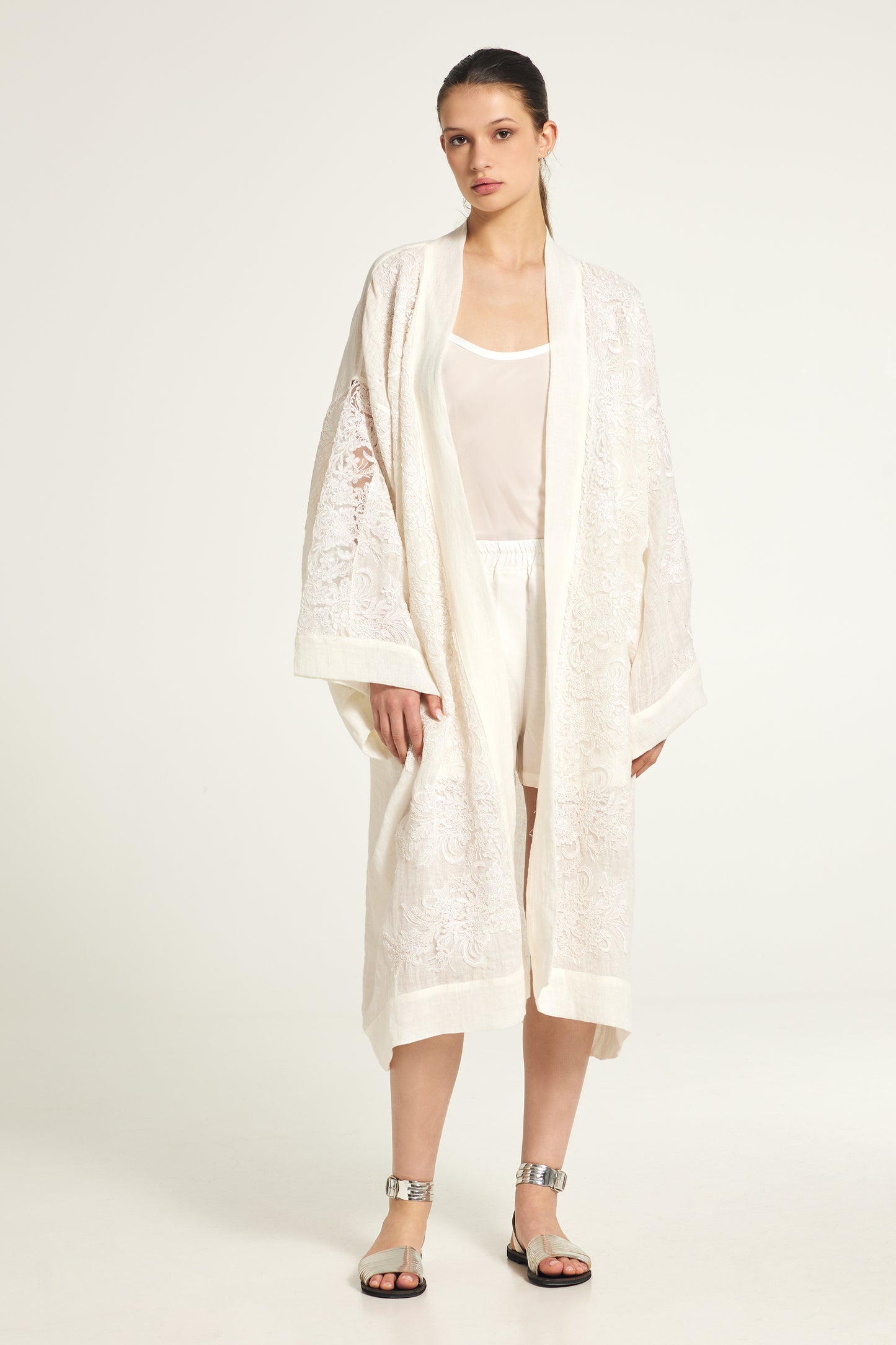 Lace long kimono