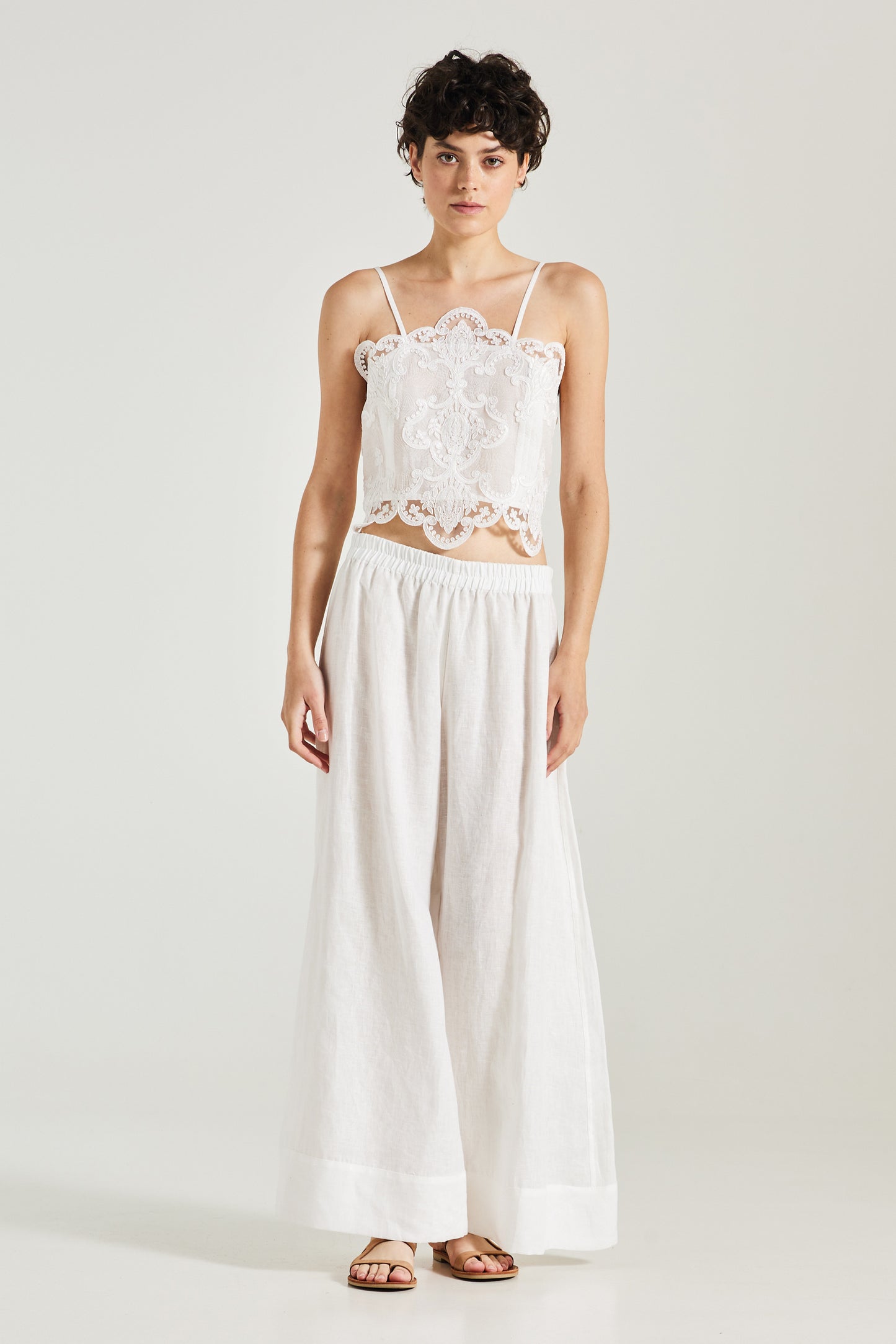 Sleeveless Top With Front Lace And Back Ribbons
