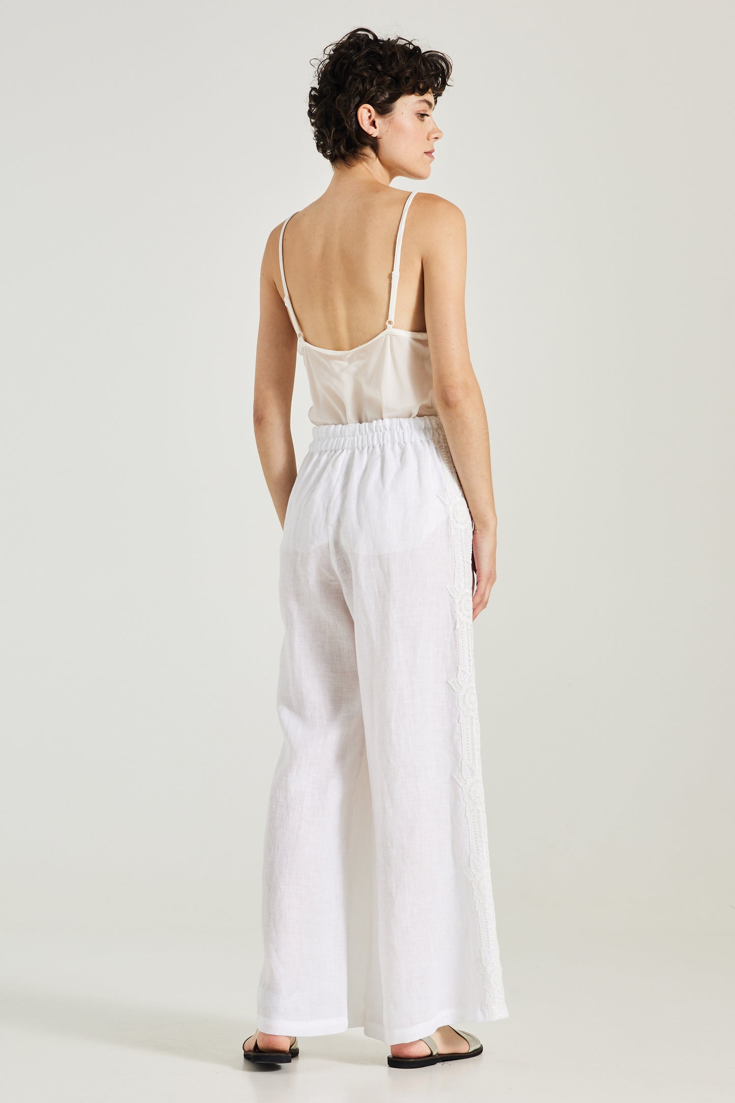 Trousers With Elastic Waistband And Lace Side Details