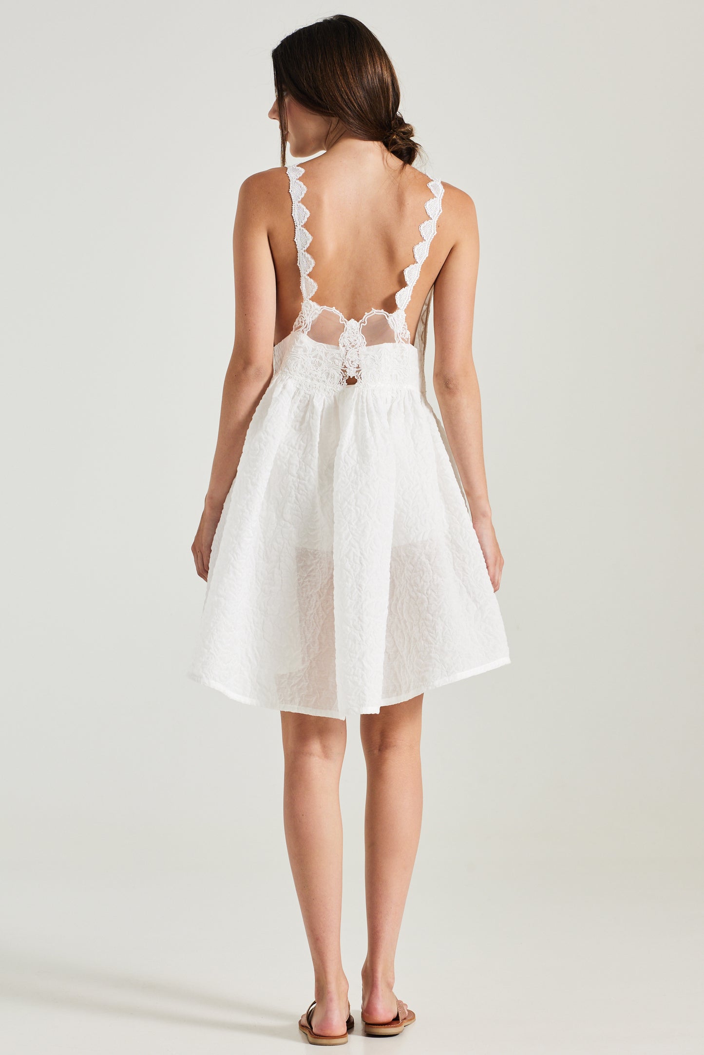 Cotton Dress With Top Lace Details