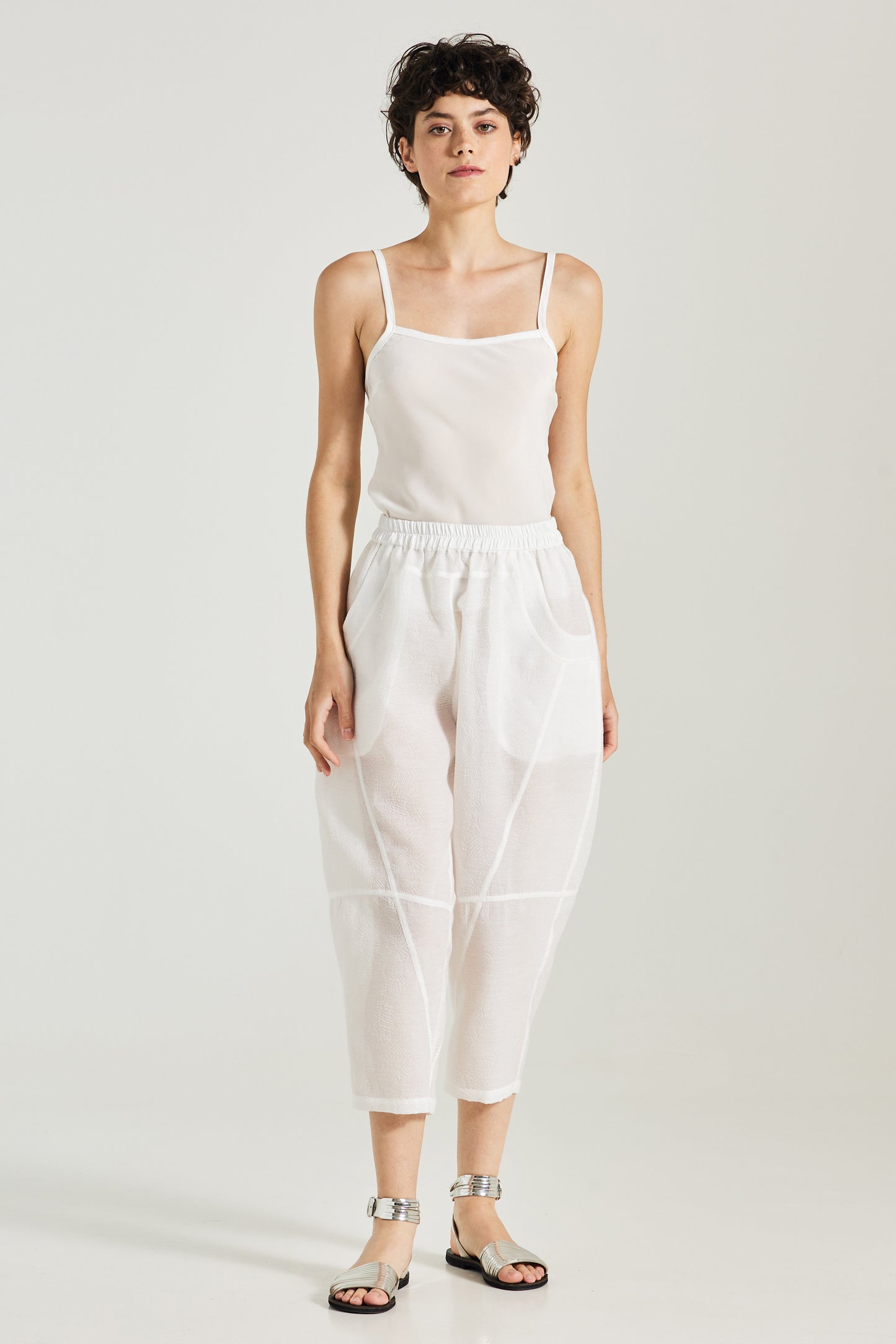 Cotton Trousers With Elastic Waistband And Pockets