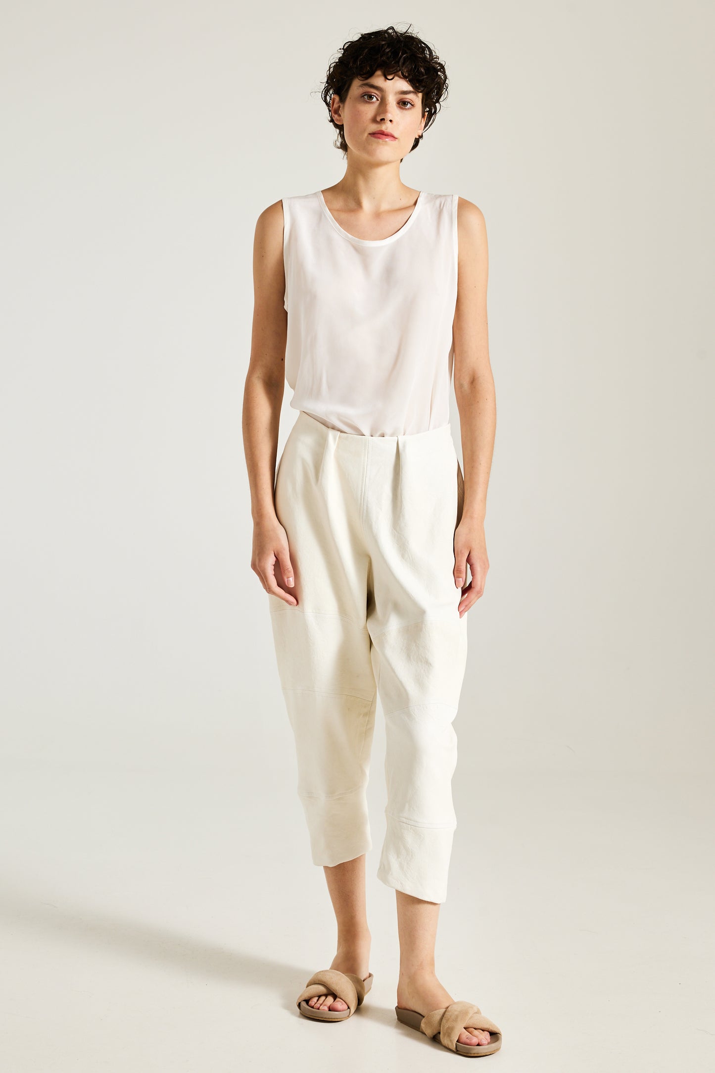 Leather Trousers With Front Pleats