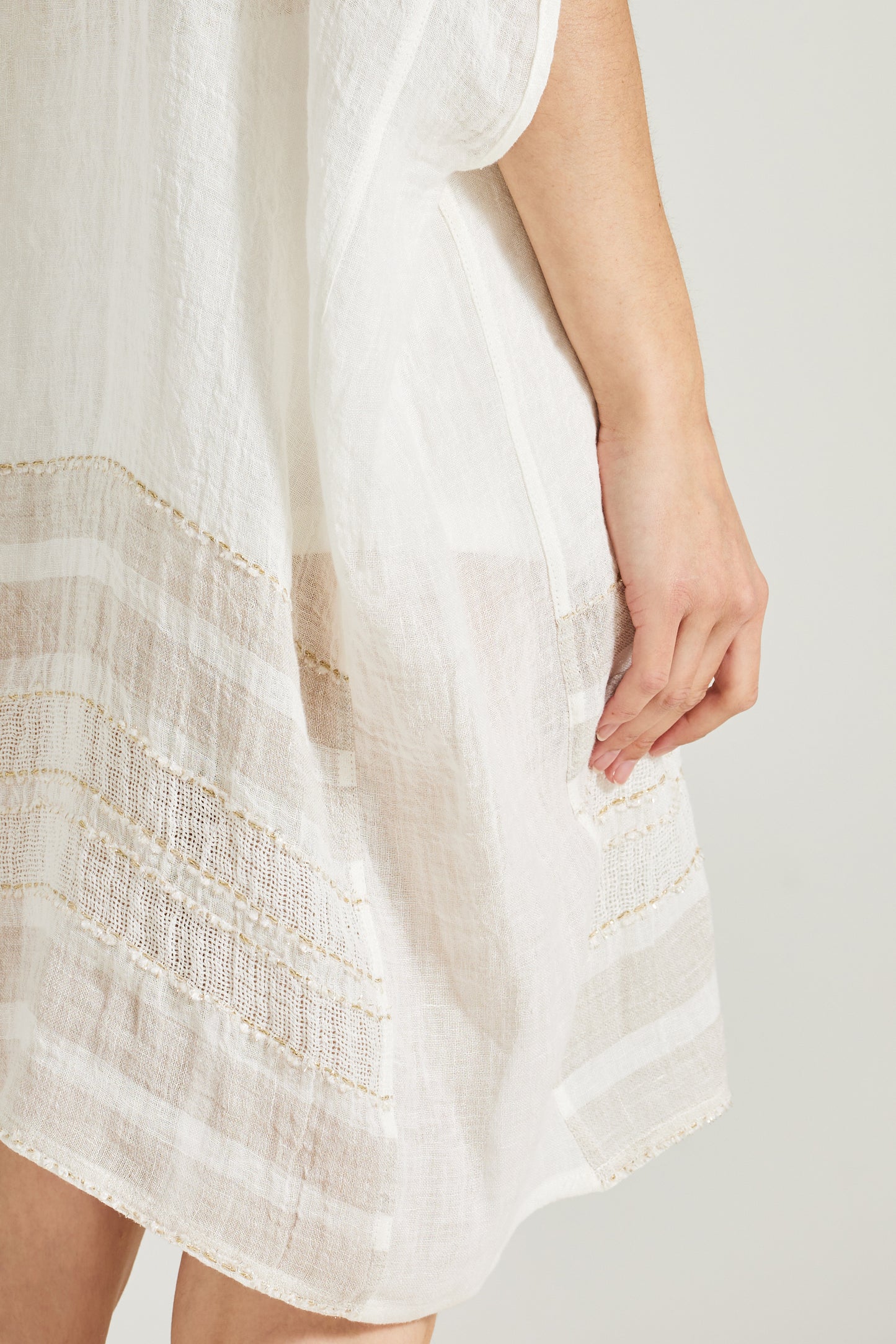Linen Caftan With Gold Details