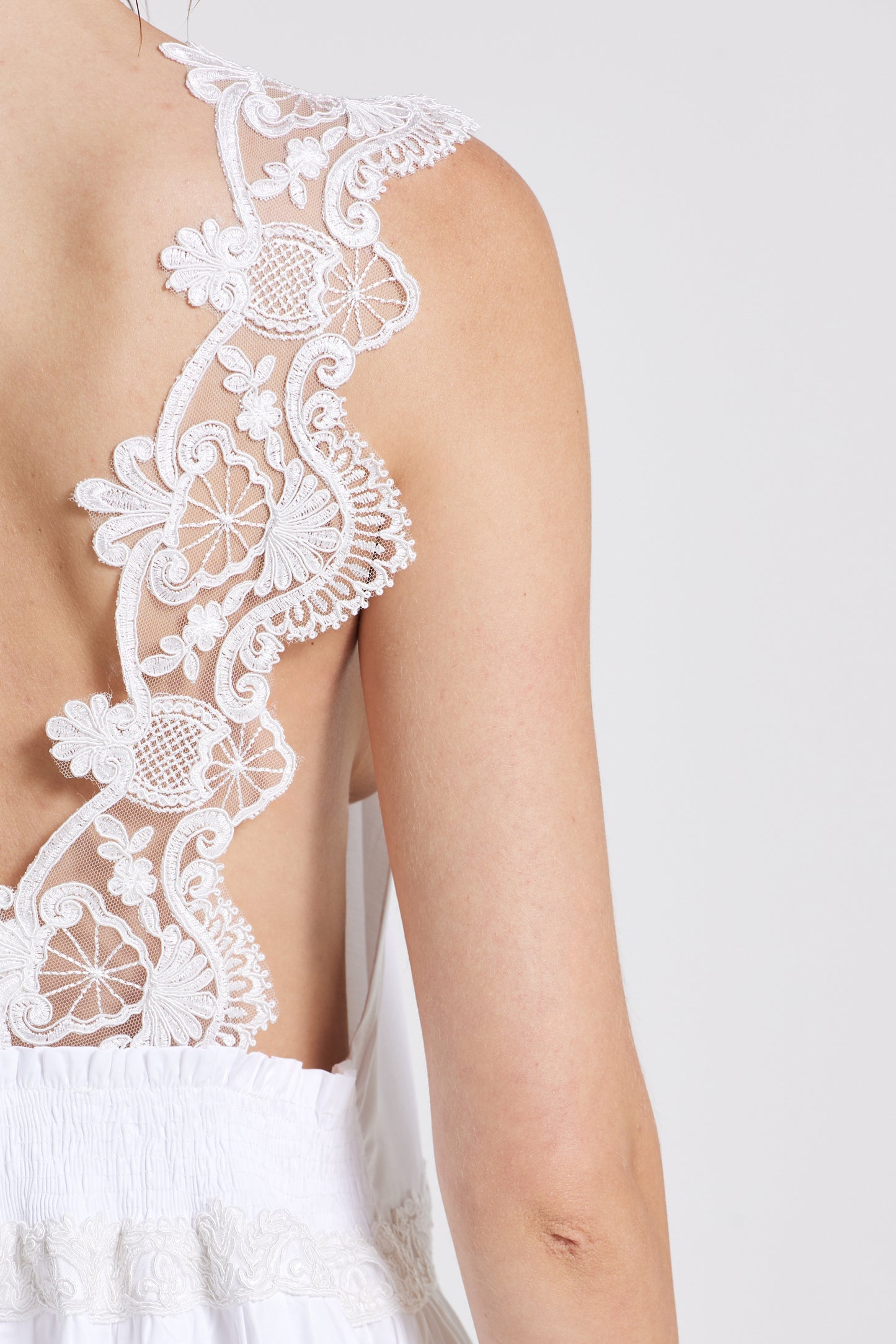 Cotton Dress With Open Lace Back Details