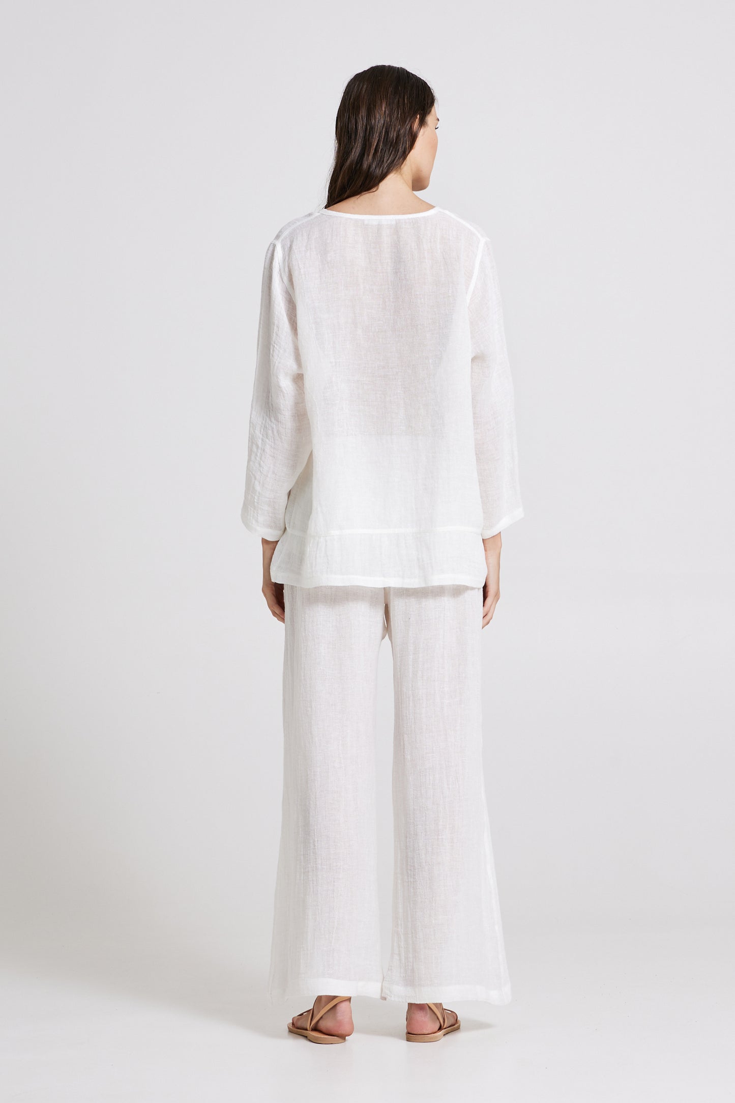 Linen Shirt With Crossed-Lace Details