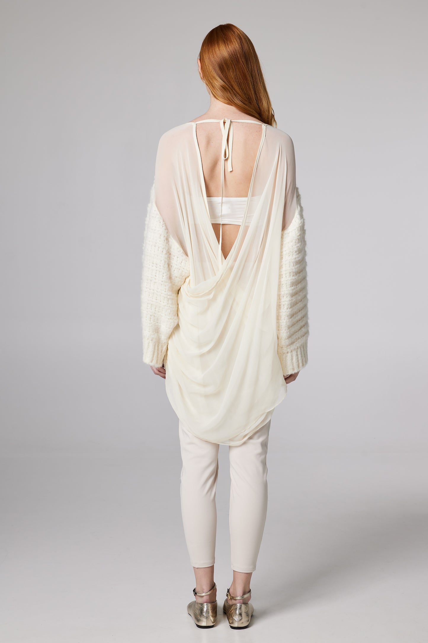 Wool Knitwear Sweater With Silk Open Back