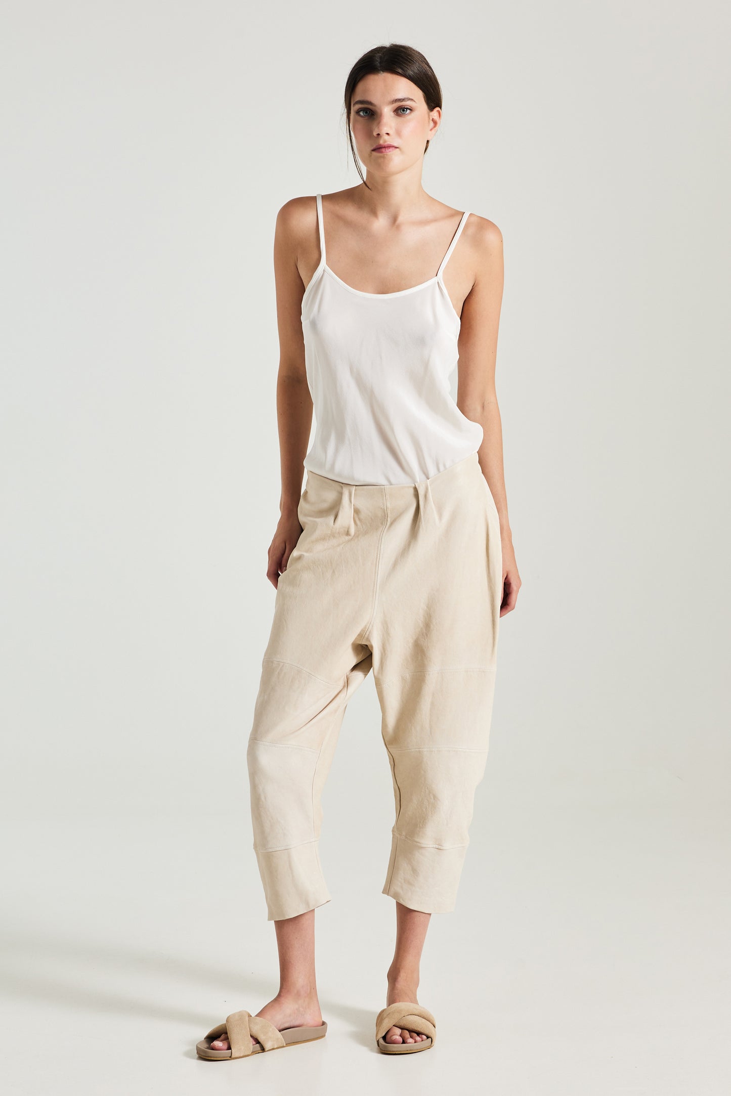 Leather Trousers With Front Pleats
