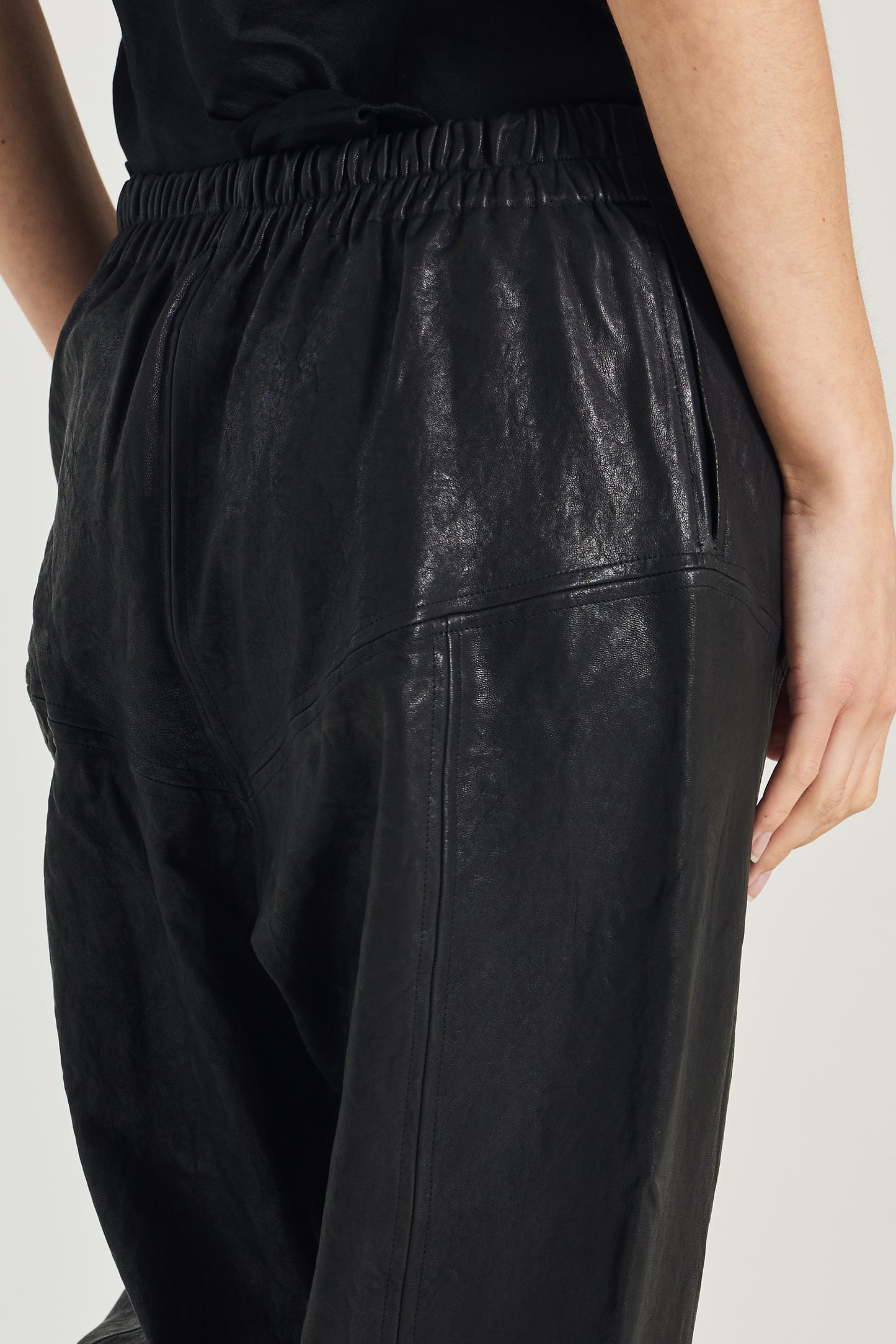 Leather Trousers With Elastic Waistband