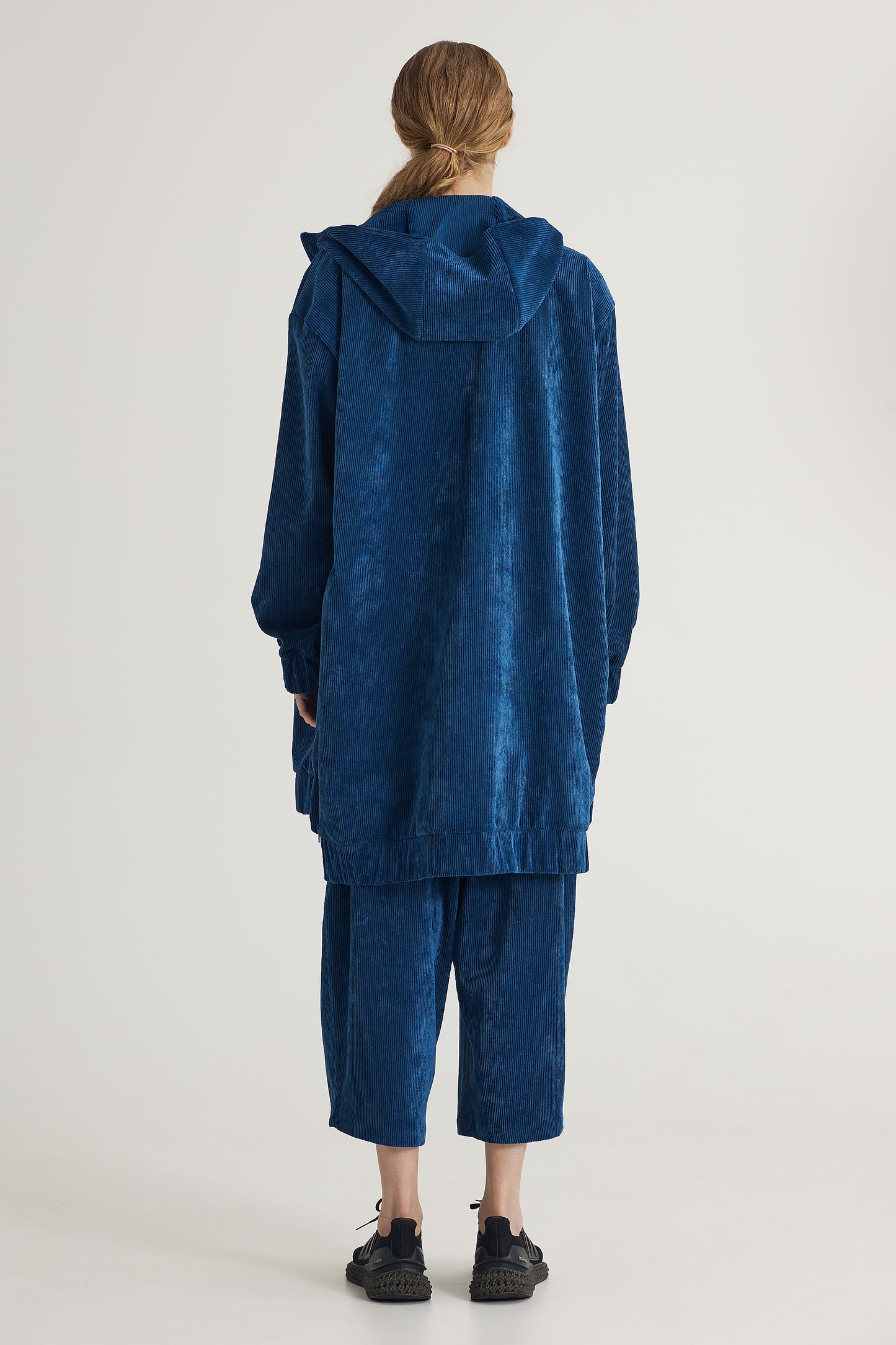 Long Corduroy Jacket With Pockets And Hood