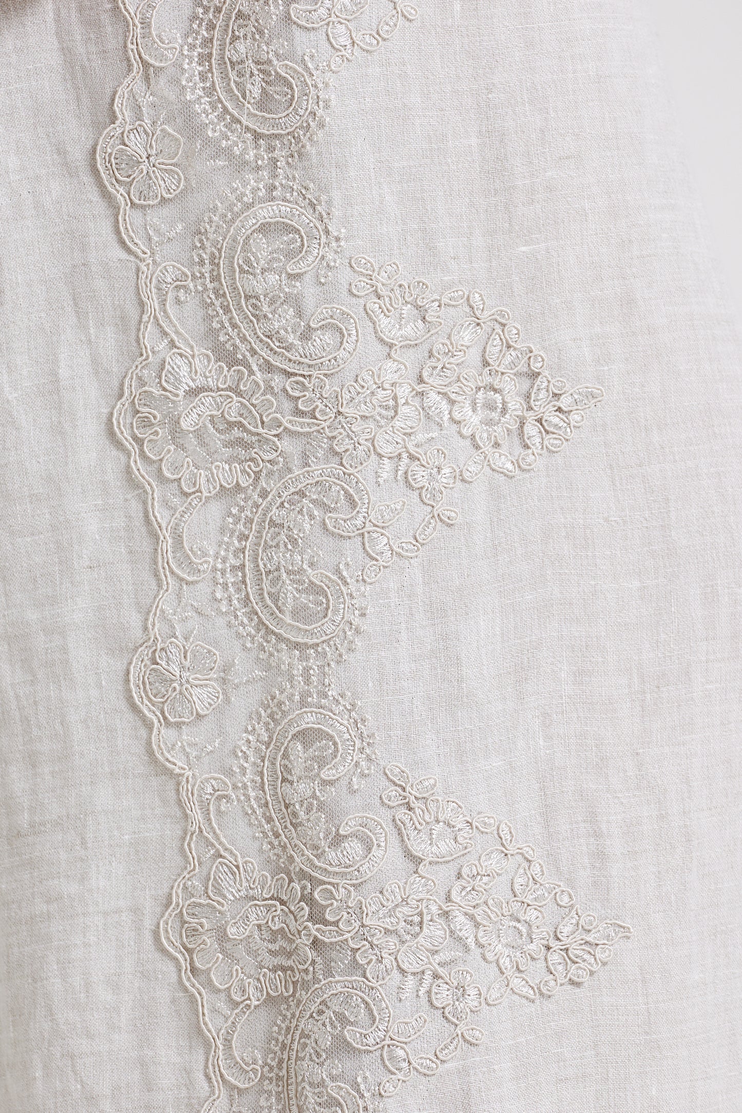 Linen Trousers With Side Lace Details And Elastic Waistband