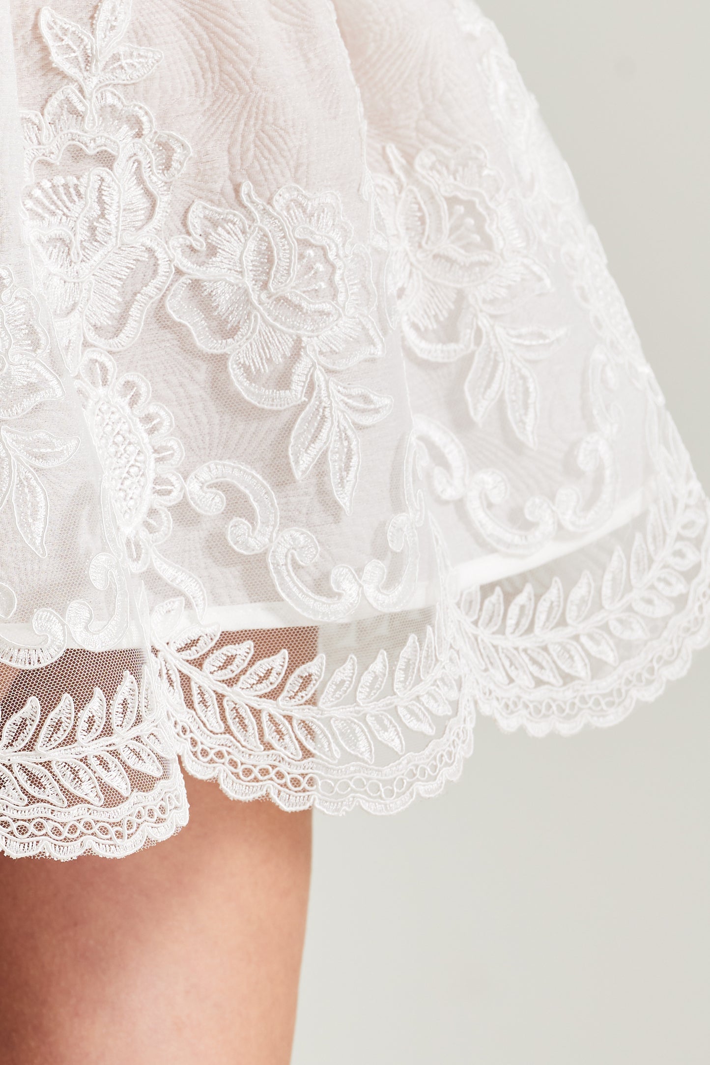 Cotton Skirt With Lace And Elastic Waistband