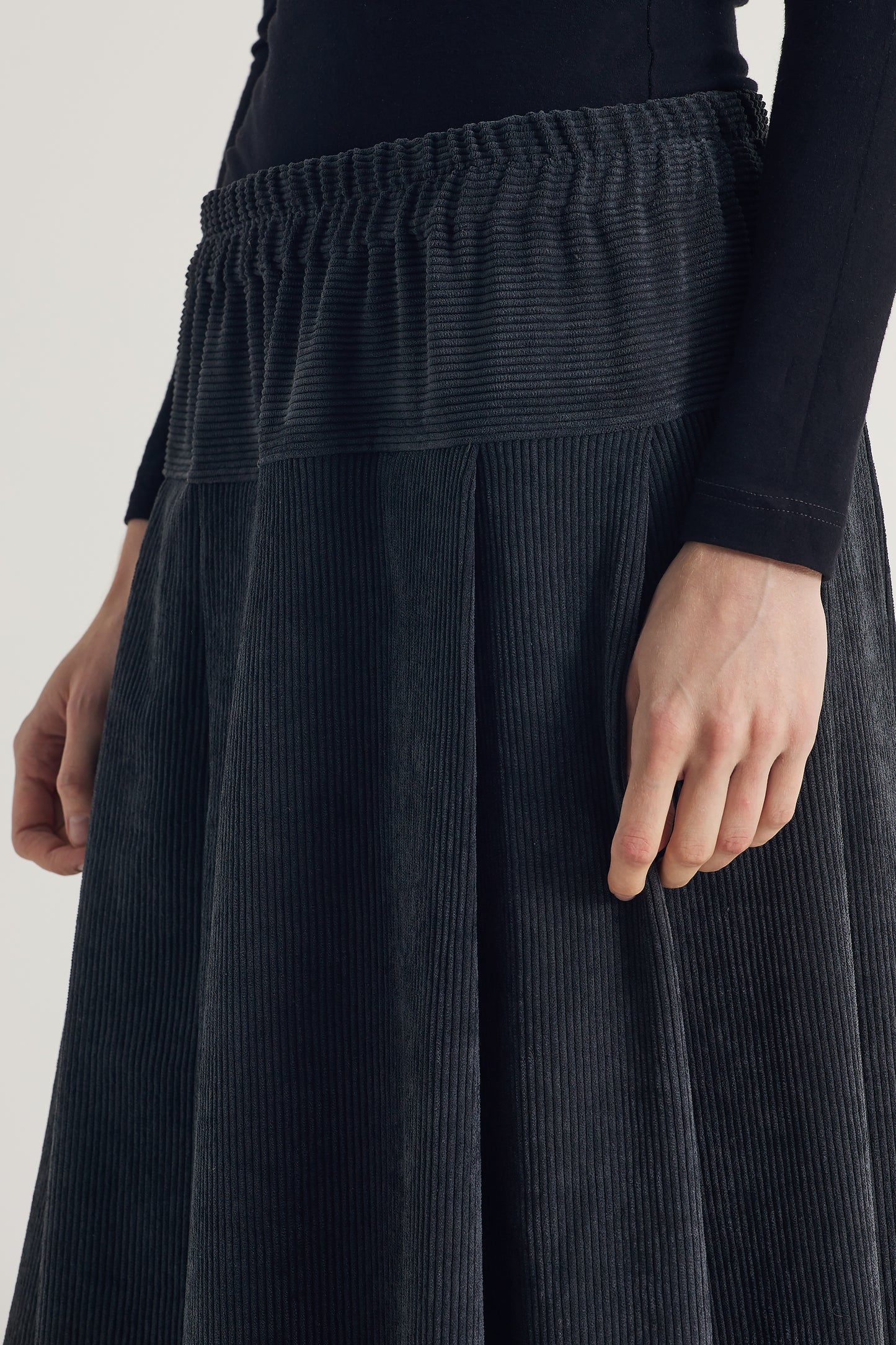 Corduroy Skirt With Asymmetric Hemline