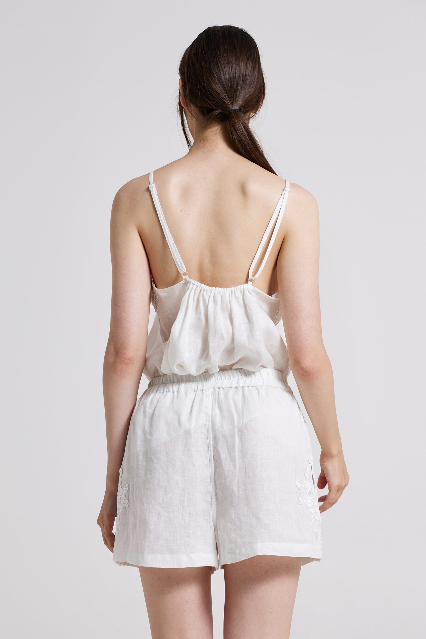 Linen Shorts With Lace Side Details