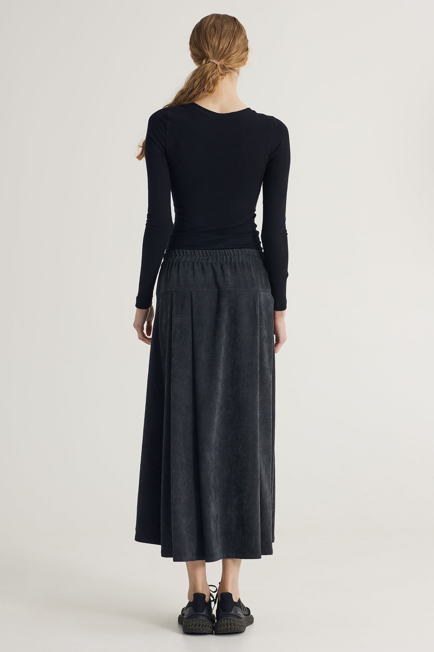 Corduroy Skirt With Asymmetric Hemline