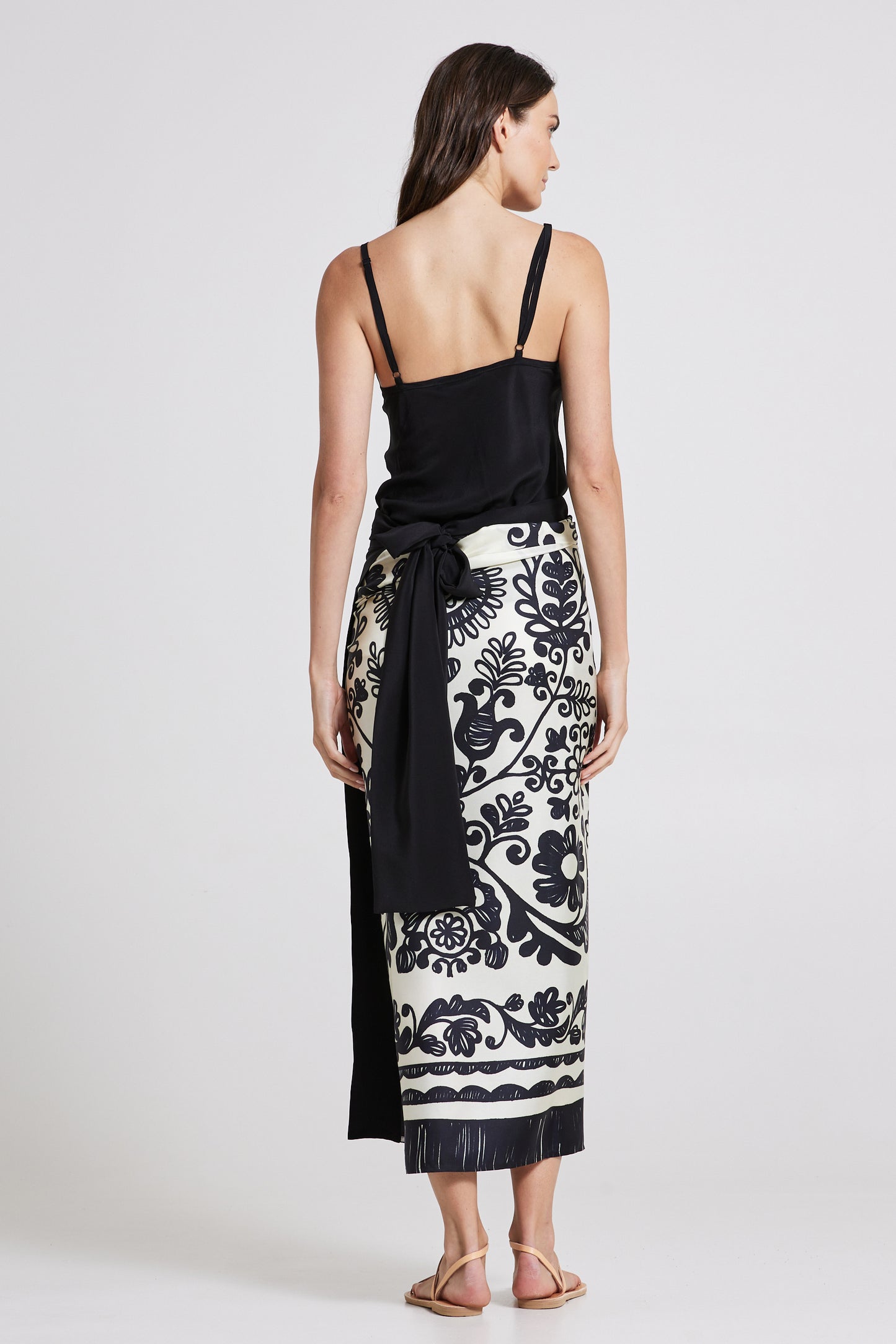 Silk Skirt With Back Ribbon