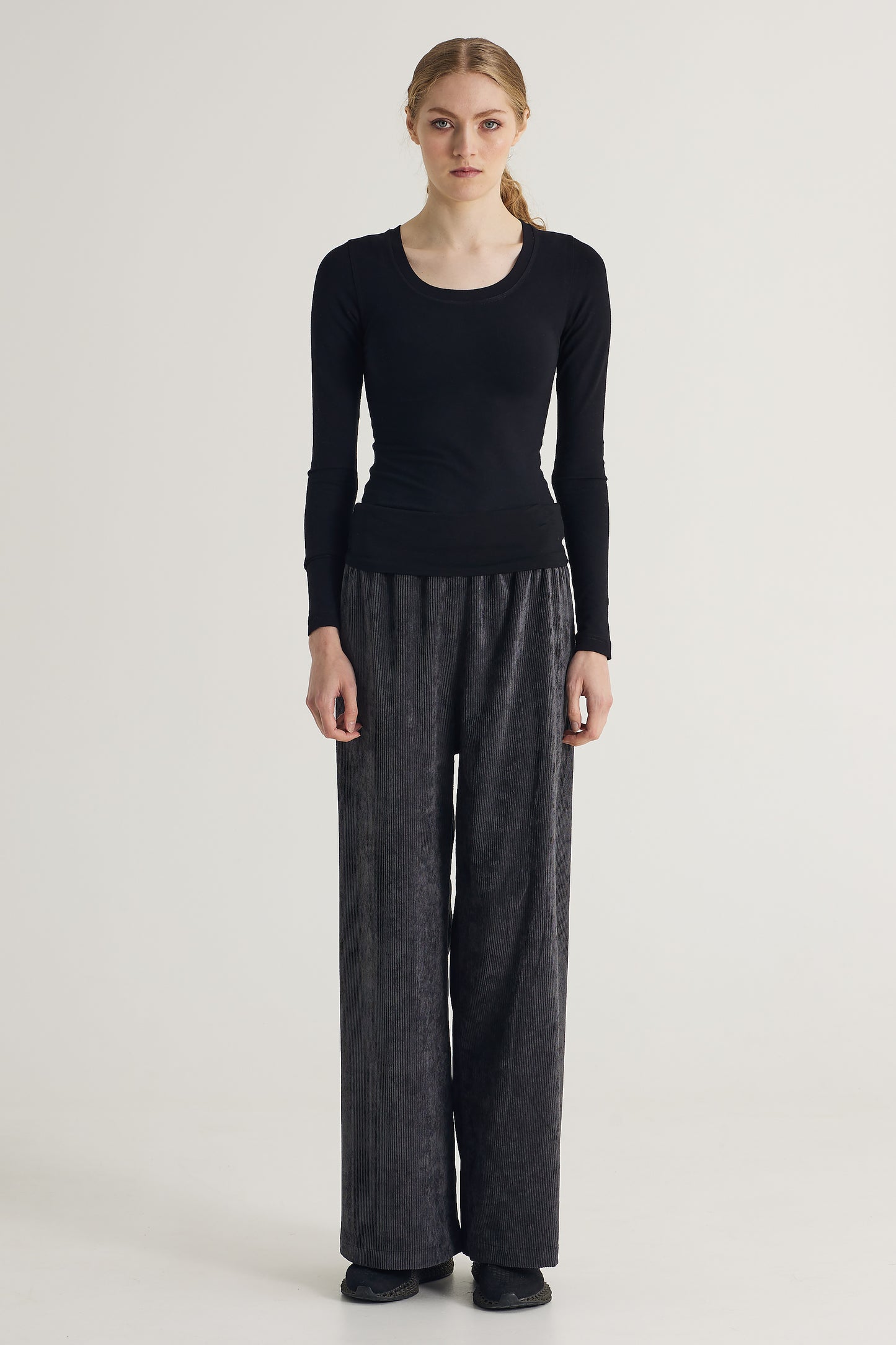 Corduroy Pants With Wide Elastic Waistband
