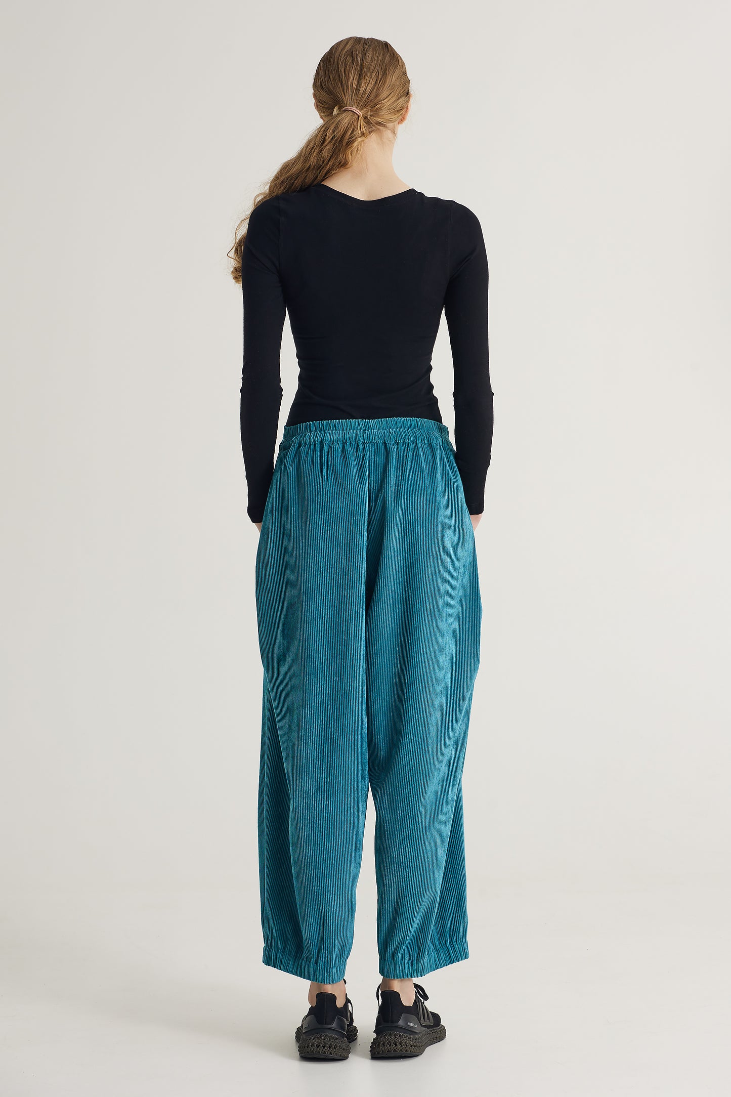 Corduroy Trousers With Elastic Waistband And Hem