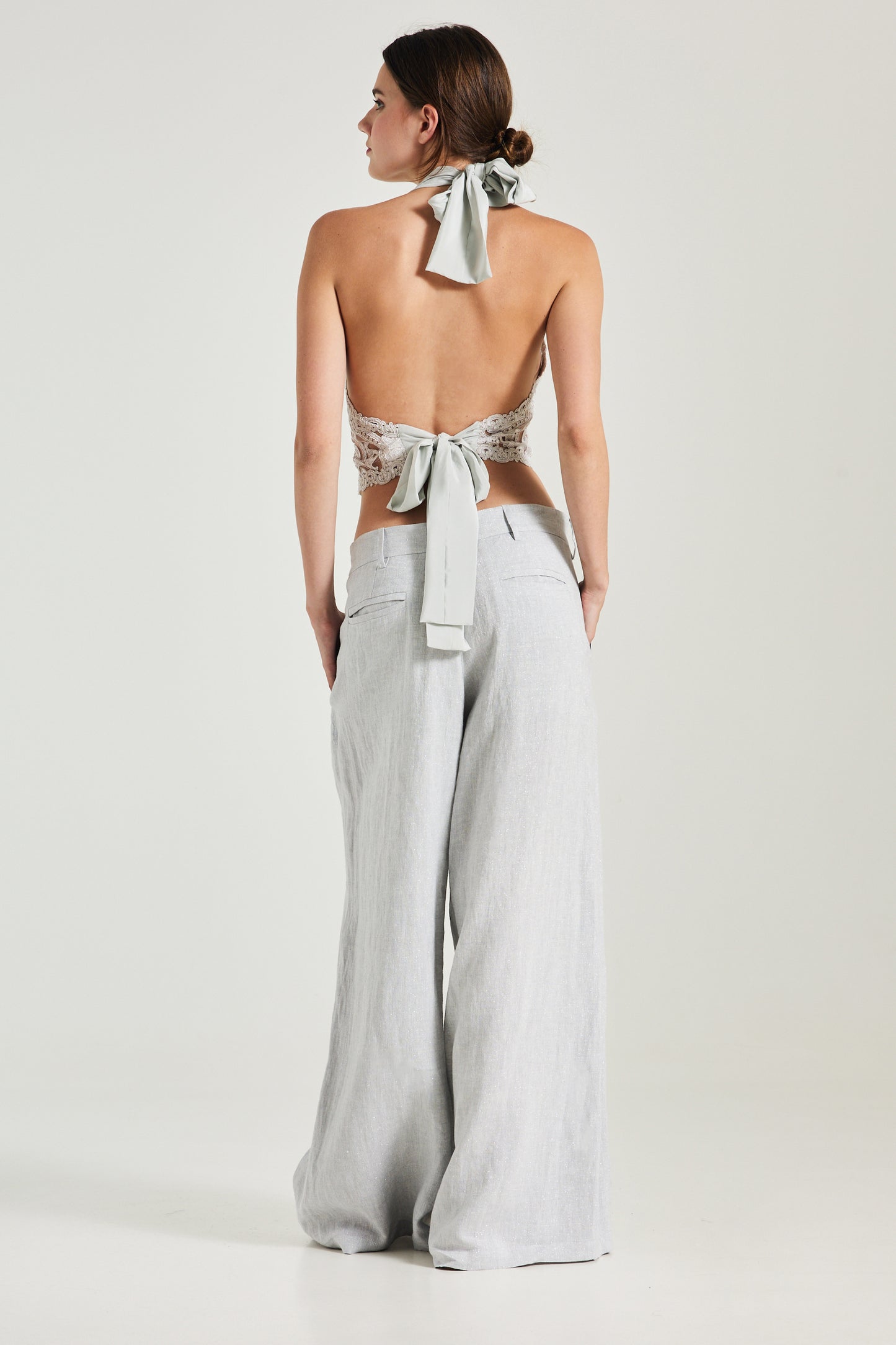 Lace Blouse With Open Back Silk Ribbons