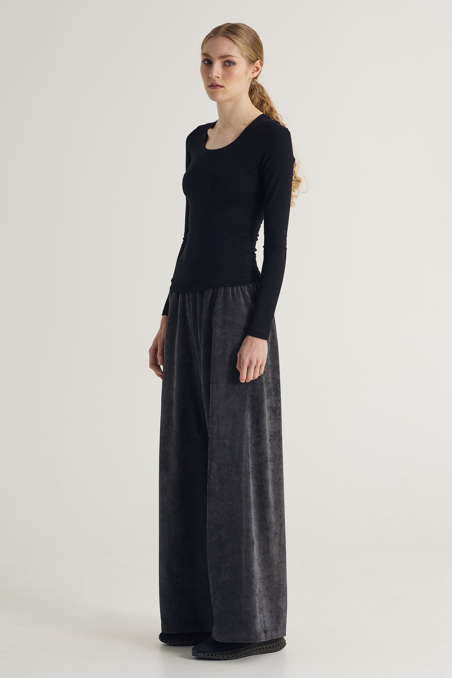 Corduroy Pants With Wide Elastic Waistband