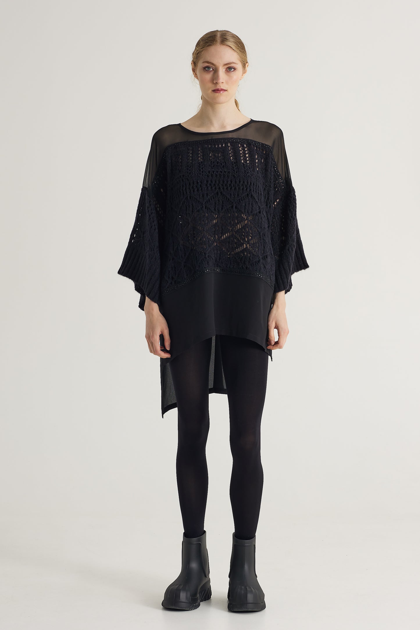 Long Wool Blouse With Silk Top