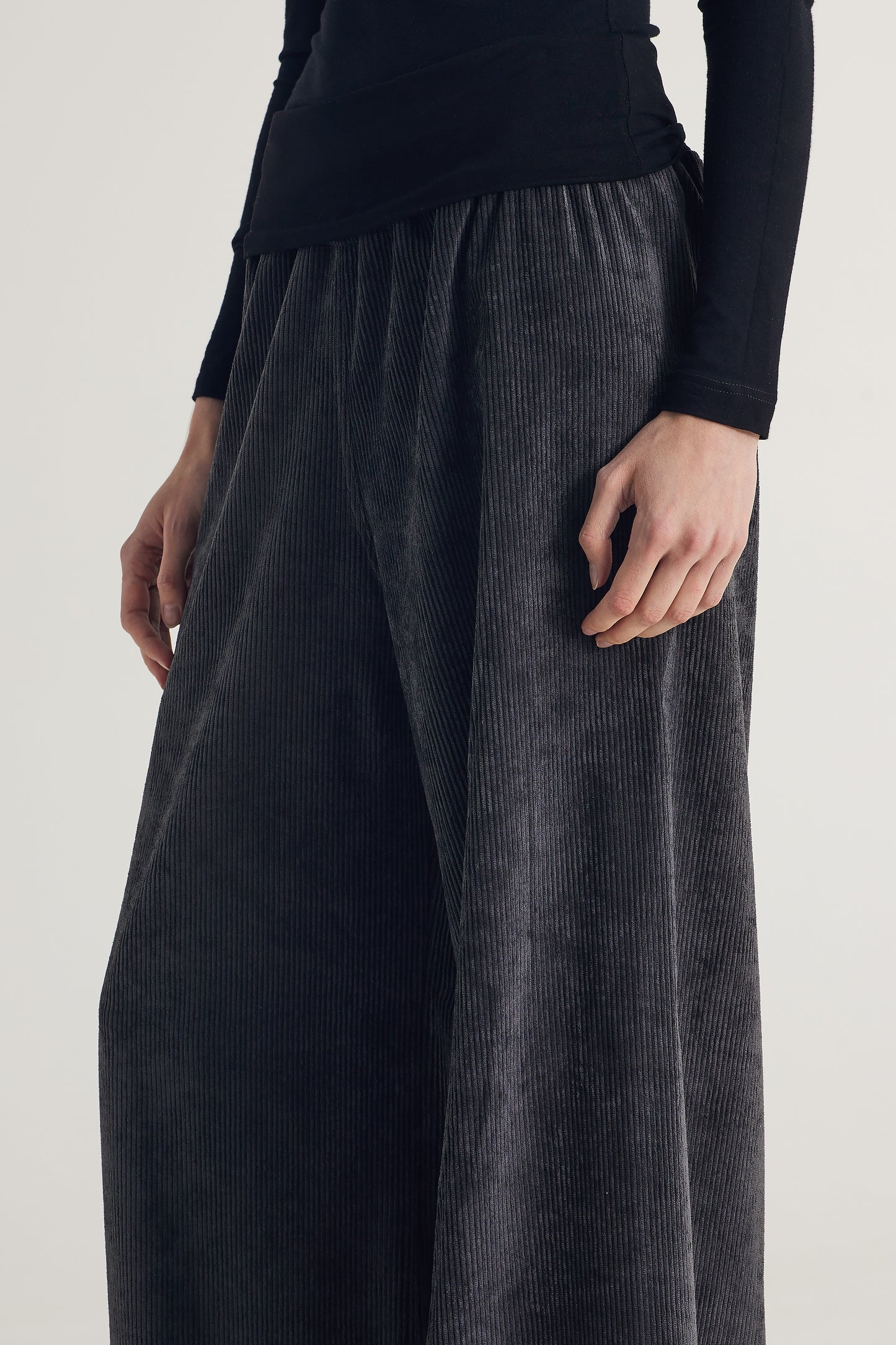 Corduroy Pants With Wide Elastic Waistband