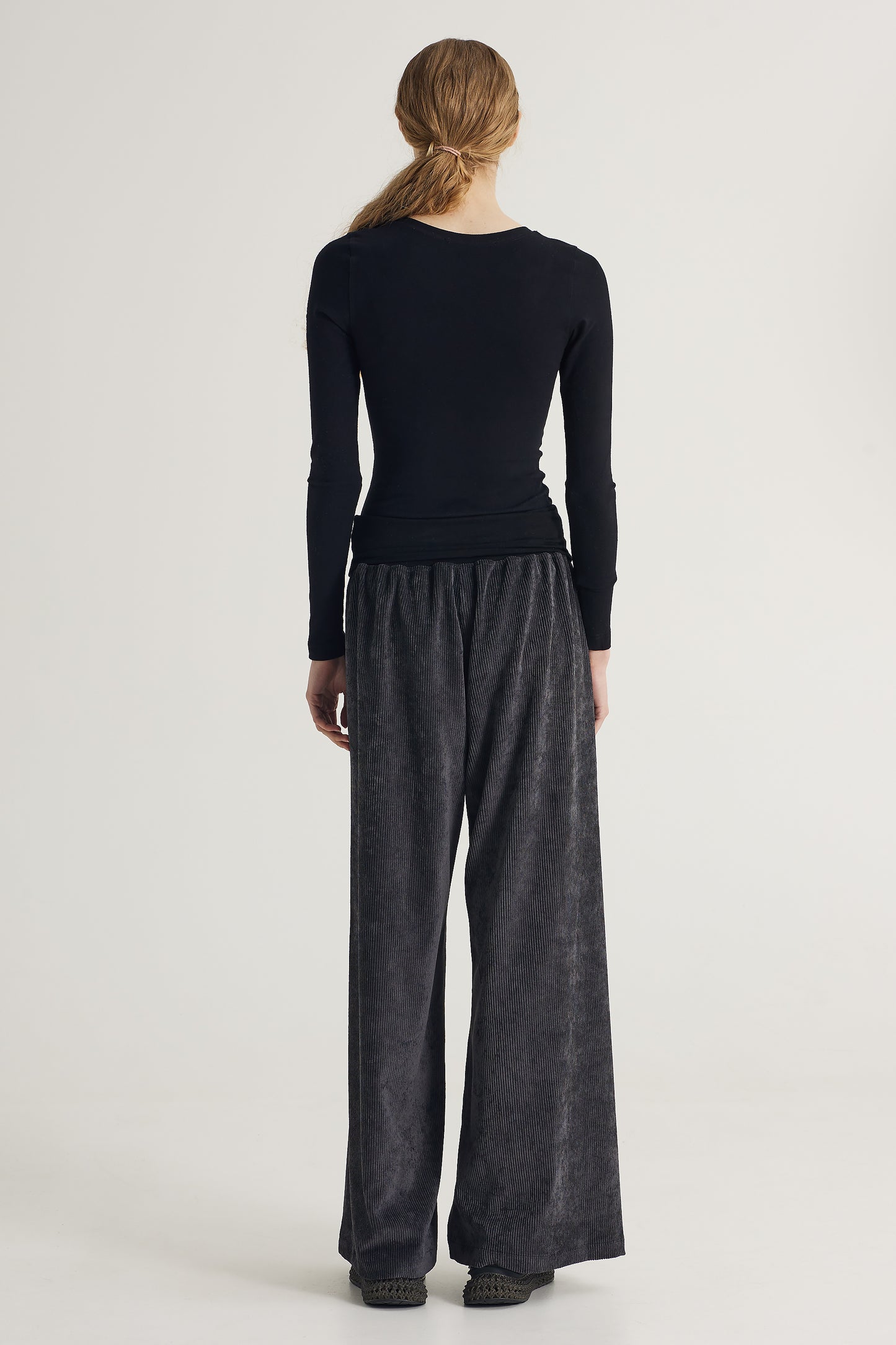 Corduroy Pants With Wide Elastic Waistband