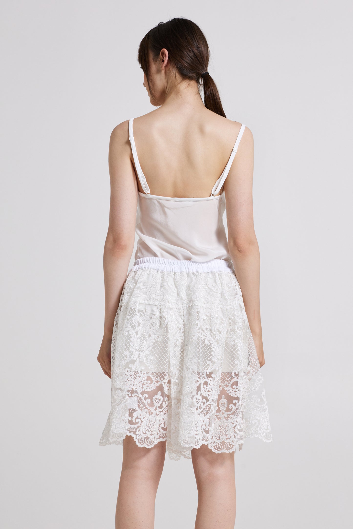 Lace Skirt With Silk Elastic Waistband