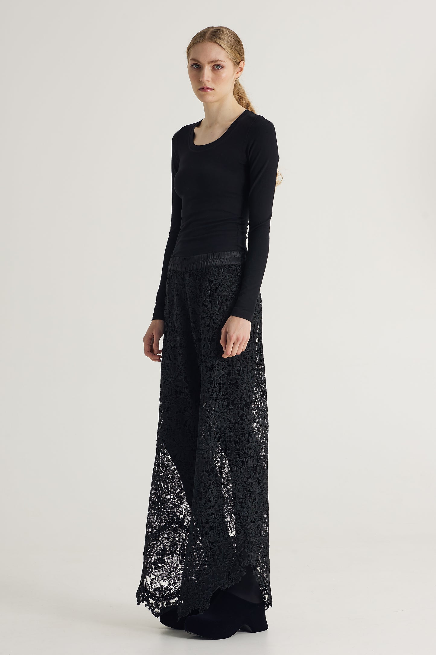 Lace Pants With Silk Elastic Waistband
