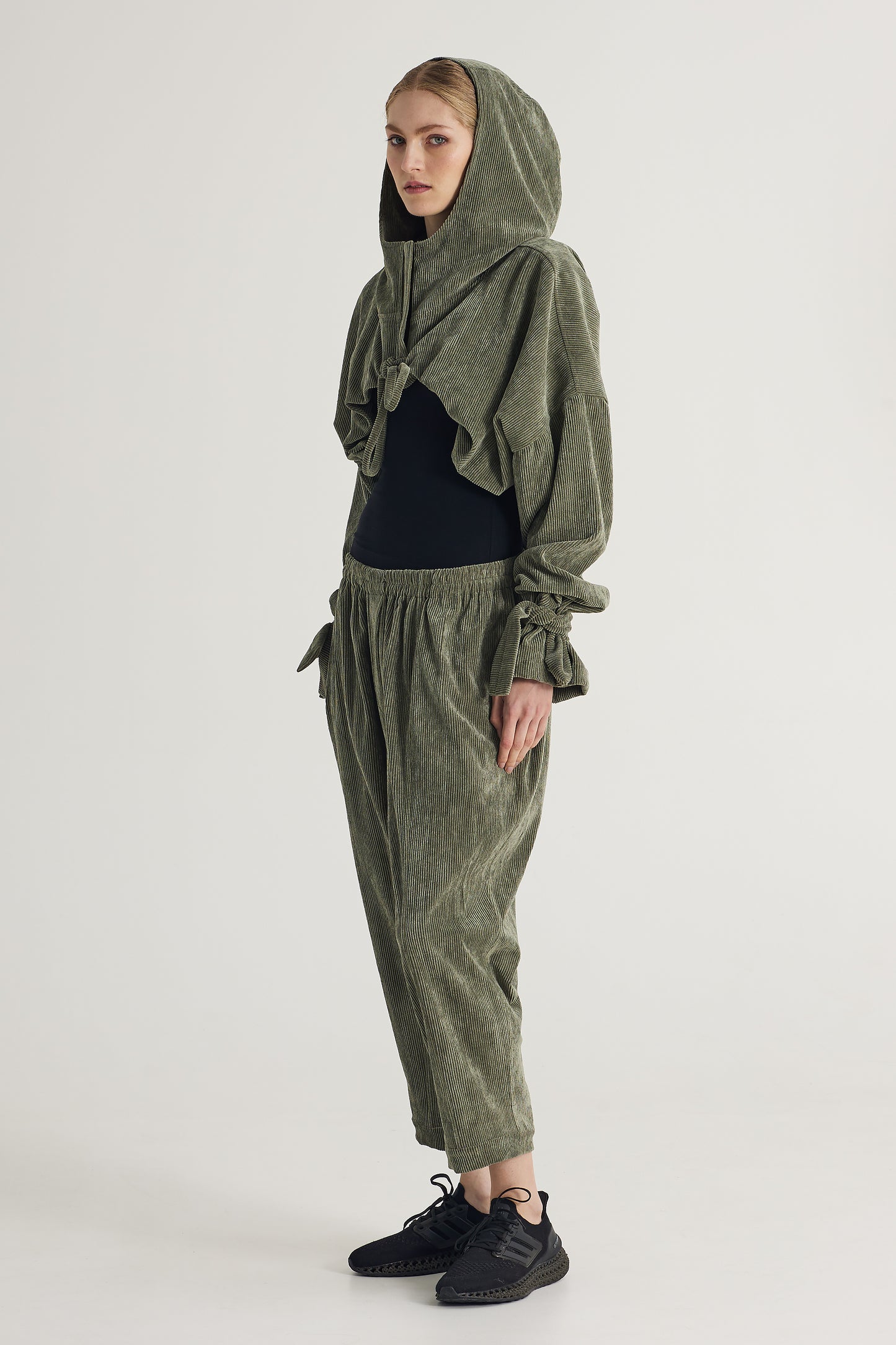 Corduroy Crop Sweater With Back Design
