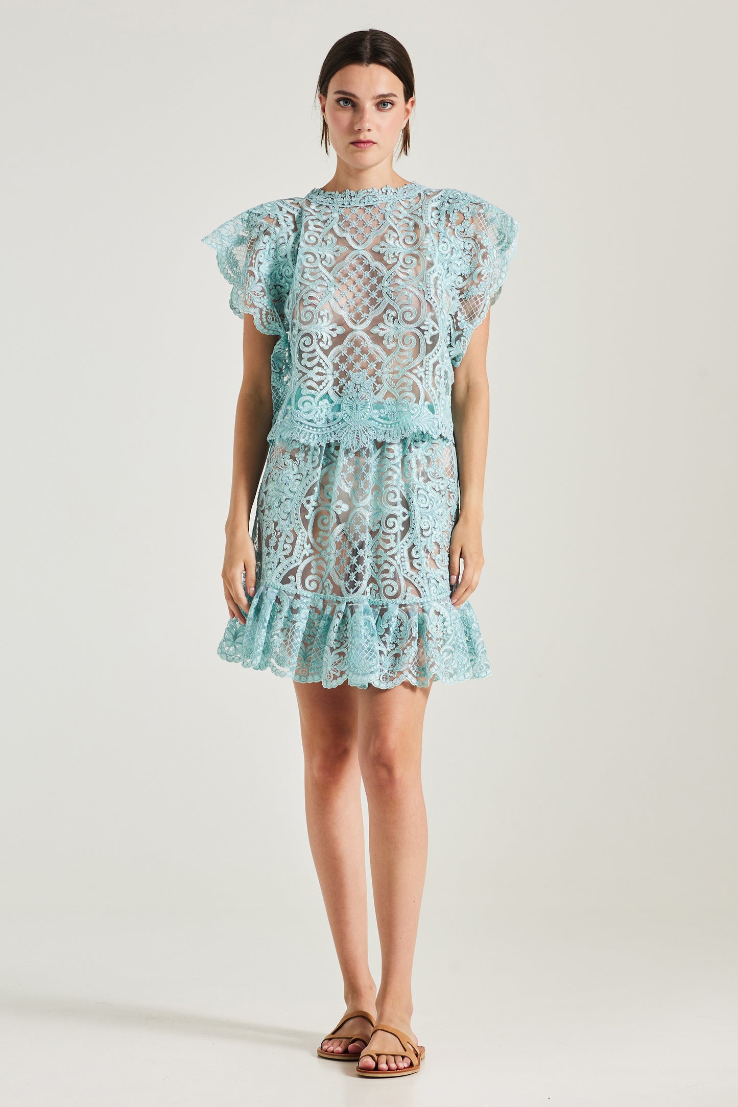 Lace Trumpet Skirt With Elastic Waistband