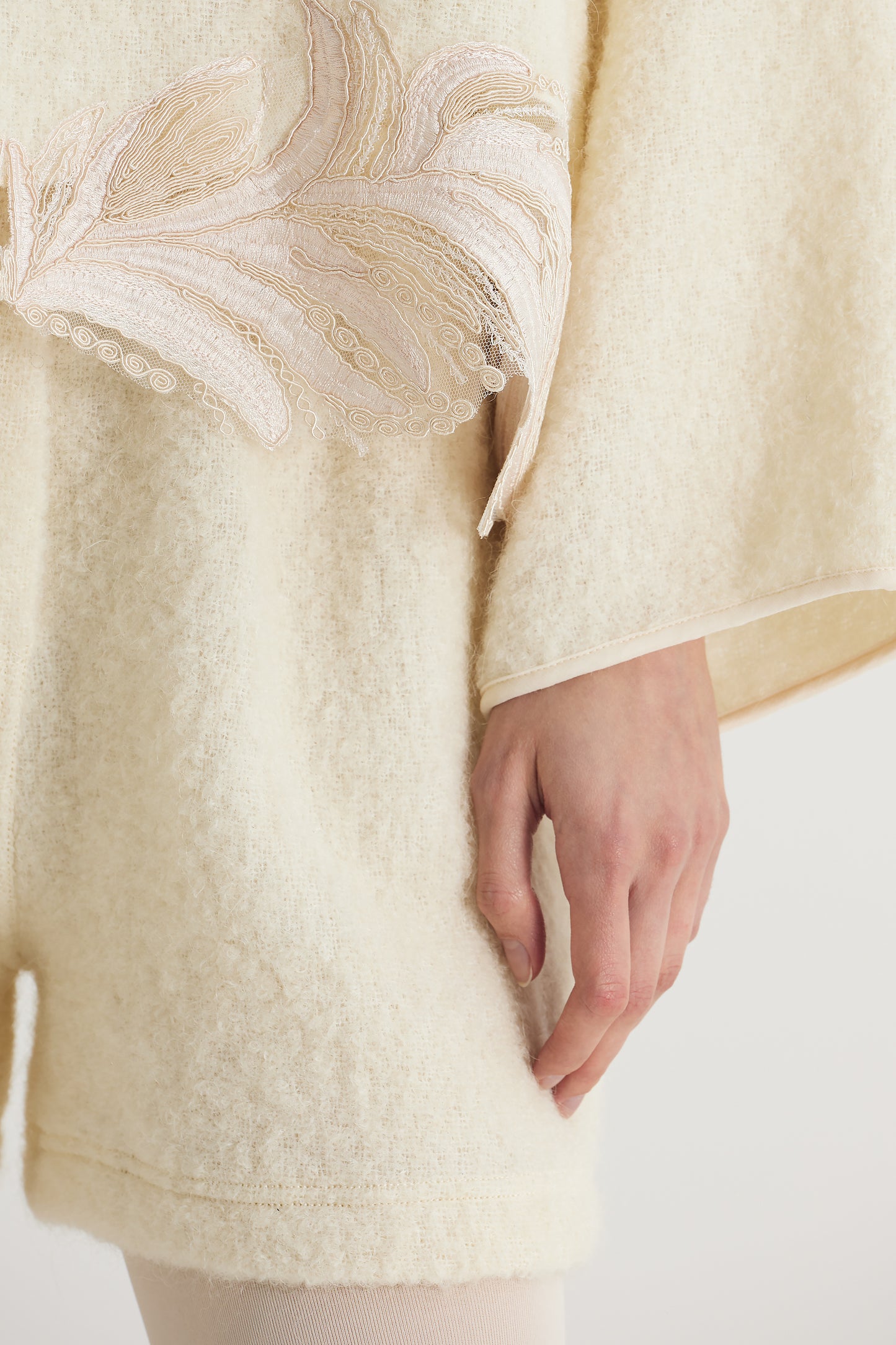 Wool Blouse With Bottom Lace Details