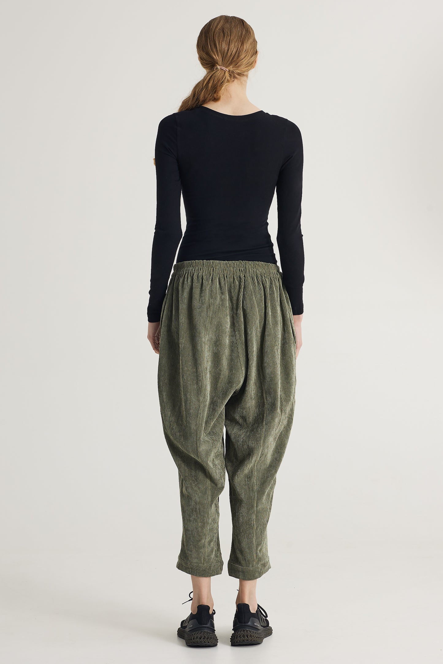 Oversize Corduroy Trousers With Elastic Waistband