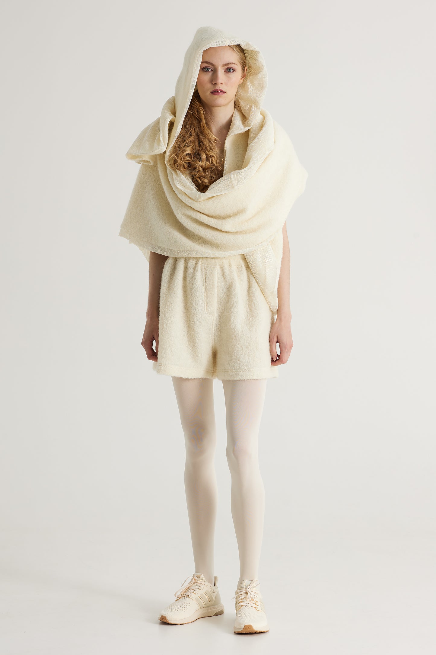 Wool Stole With Lace Details