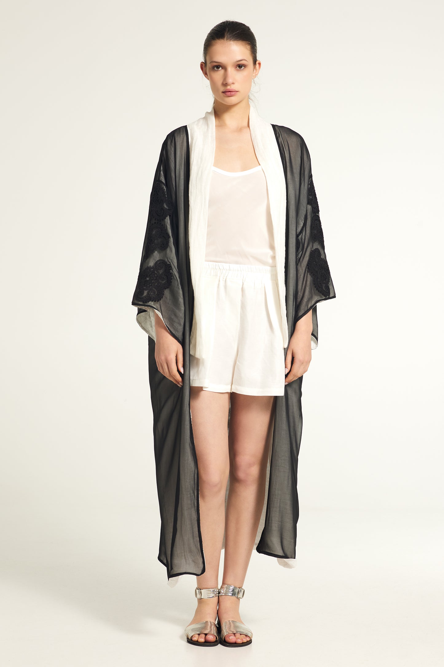 Long lace silk kimono