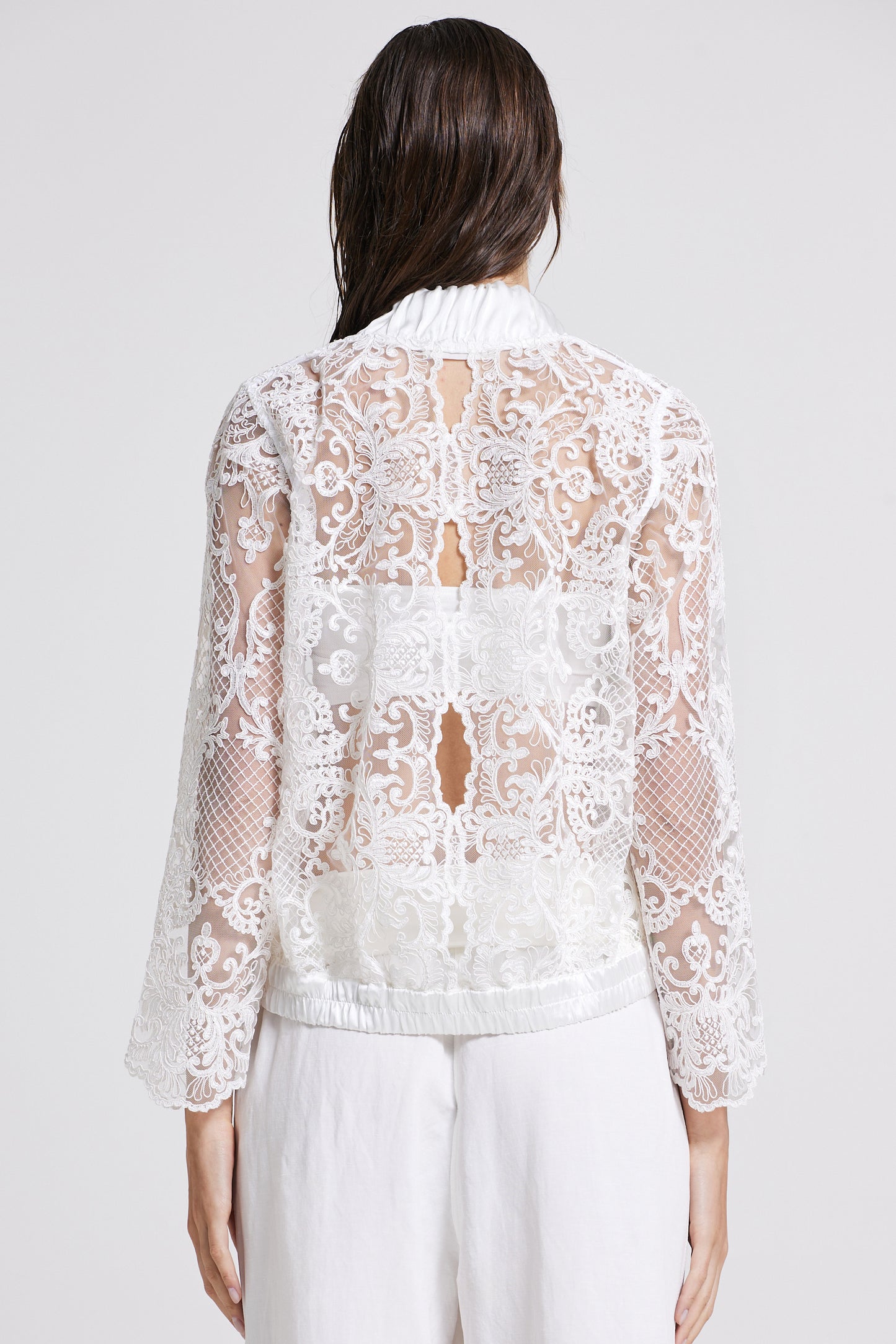 Lace Jacket With Silk Finishings