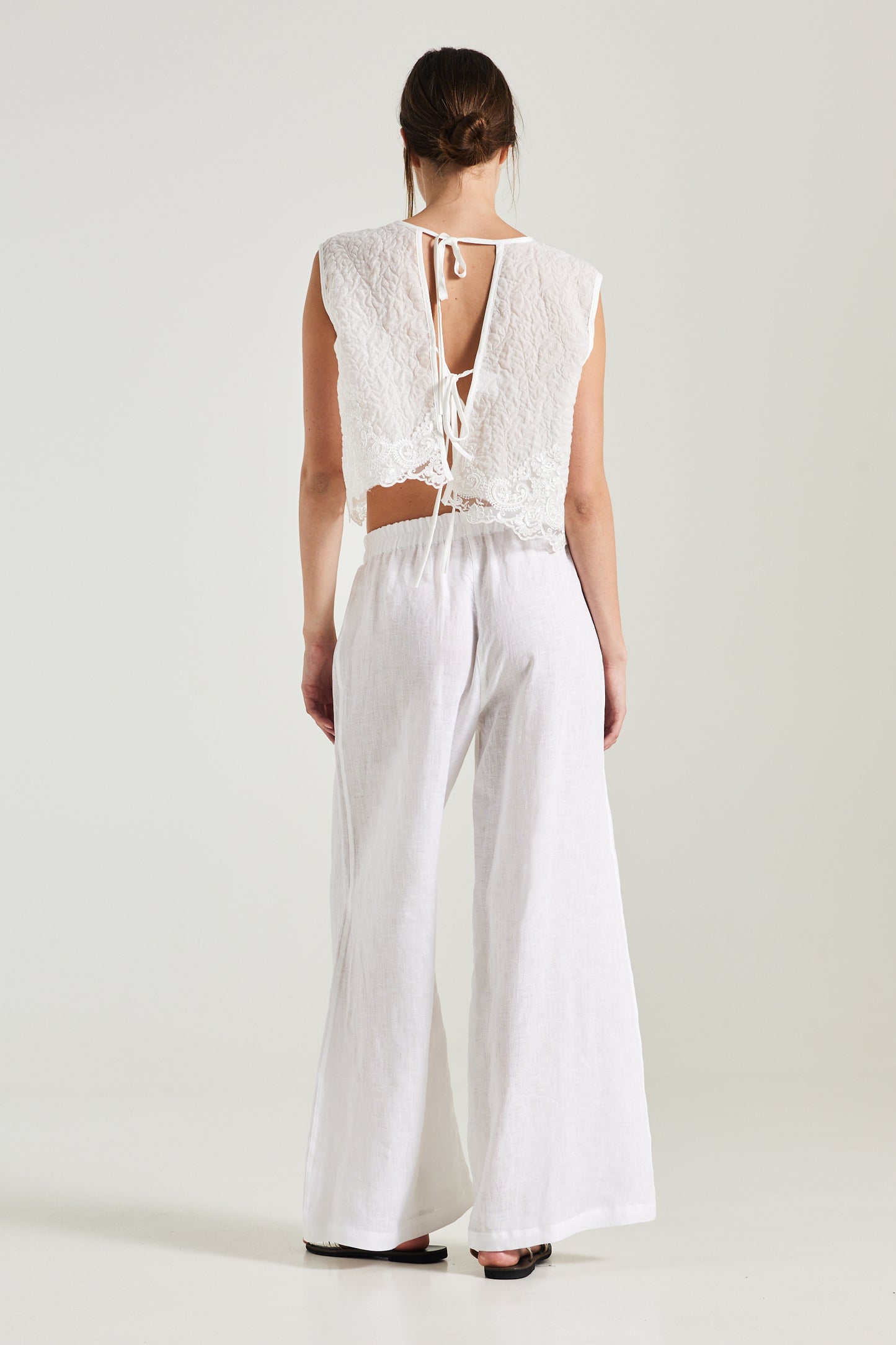 Open Back Blouse With Lace Top Details