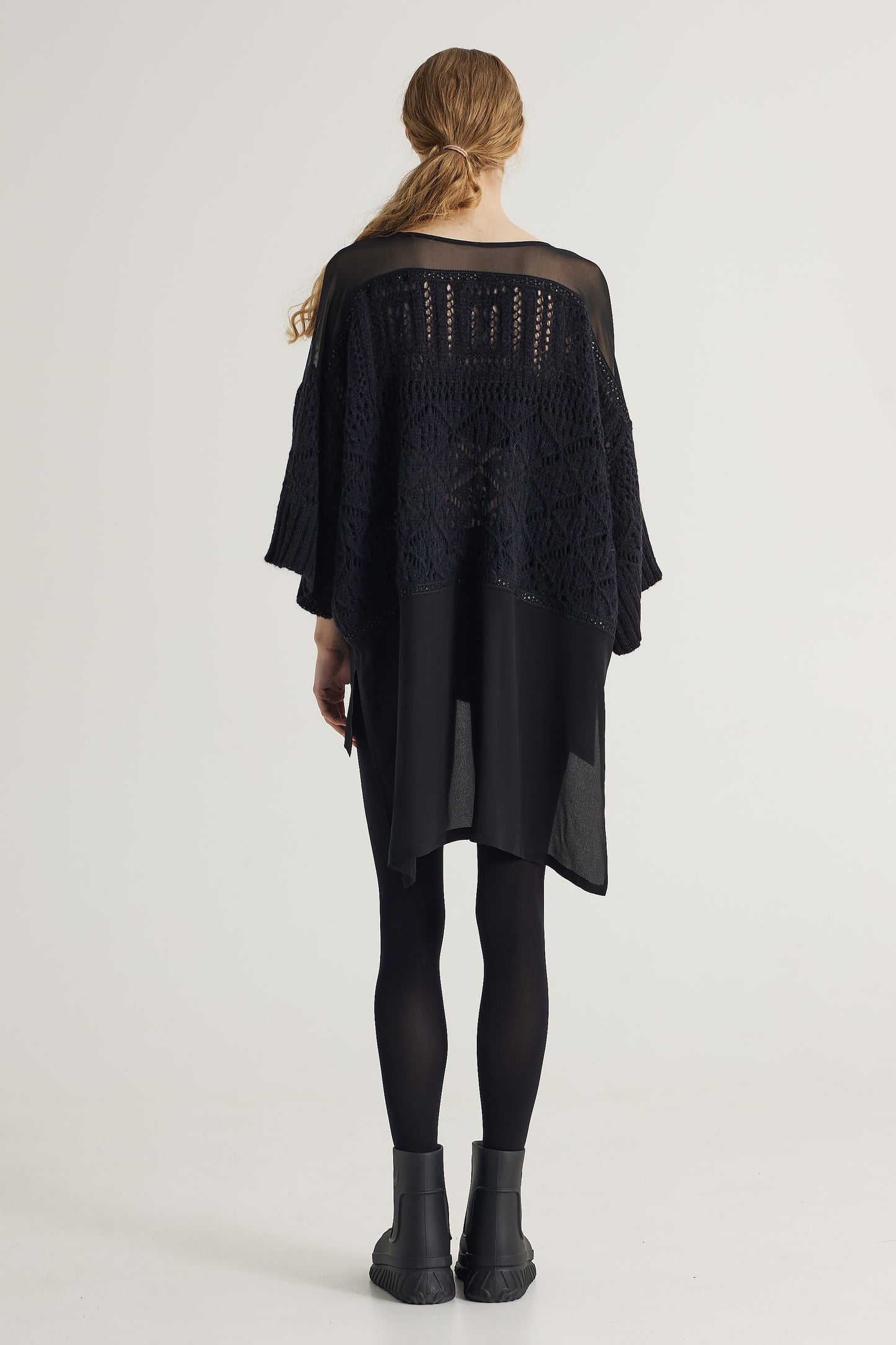 Long Wool Blouse With Silk Top