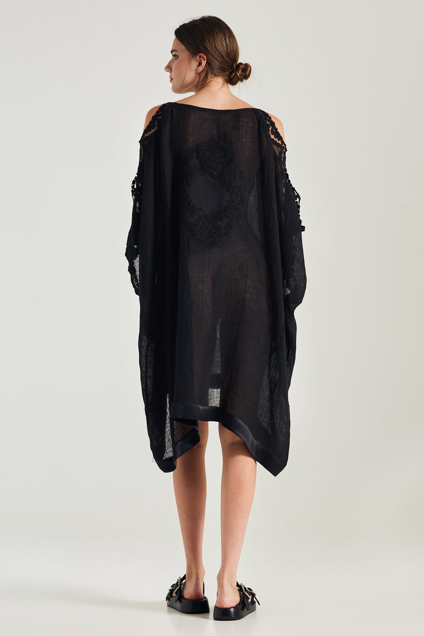 Caftan With Lace Sleeve Openings