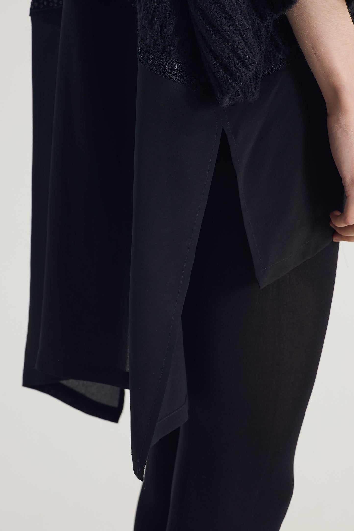 Long Wool Blouse With Silk Top
