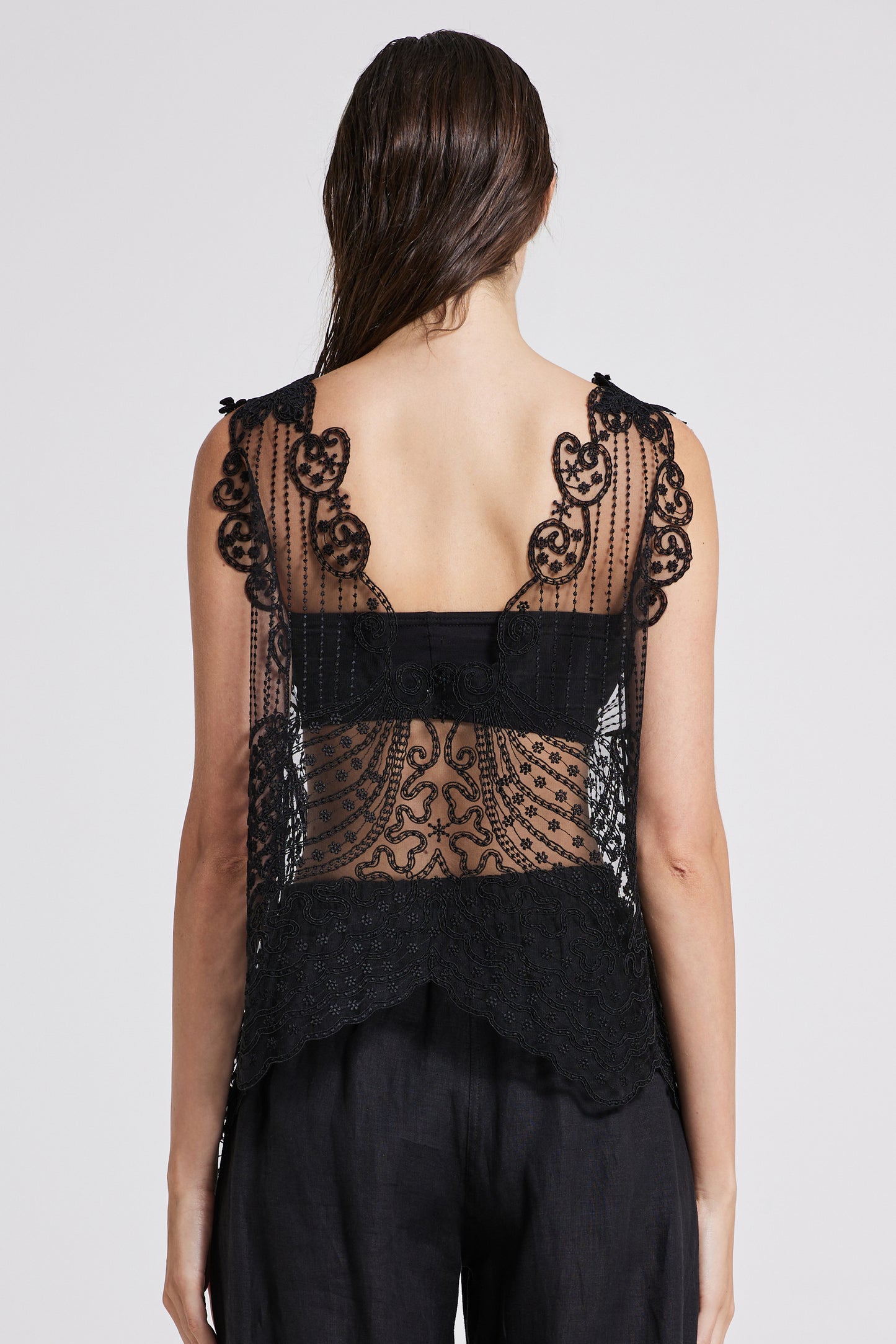 Lace Vest With Open Back