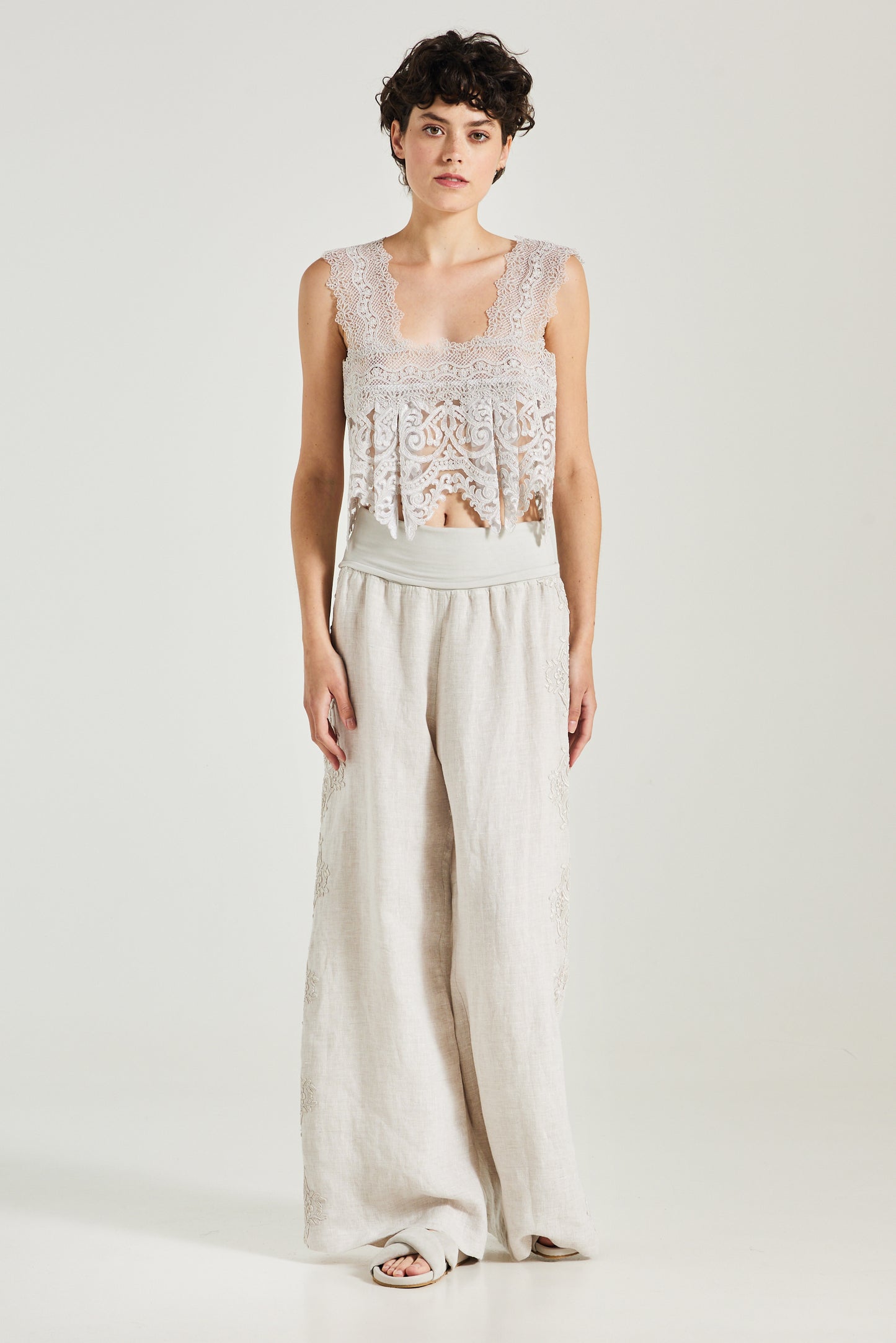 Lace Blouse With Double Back Ribbon