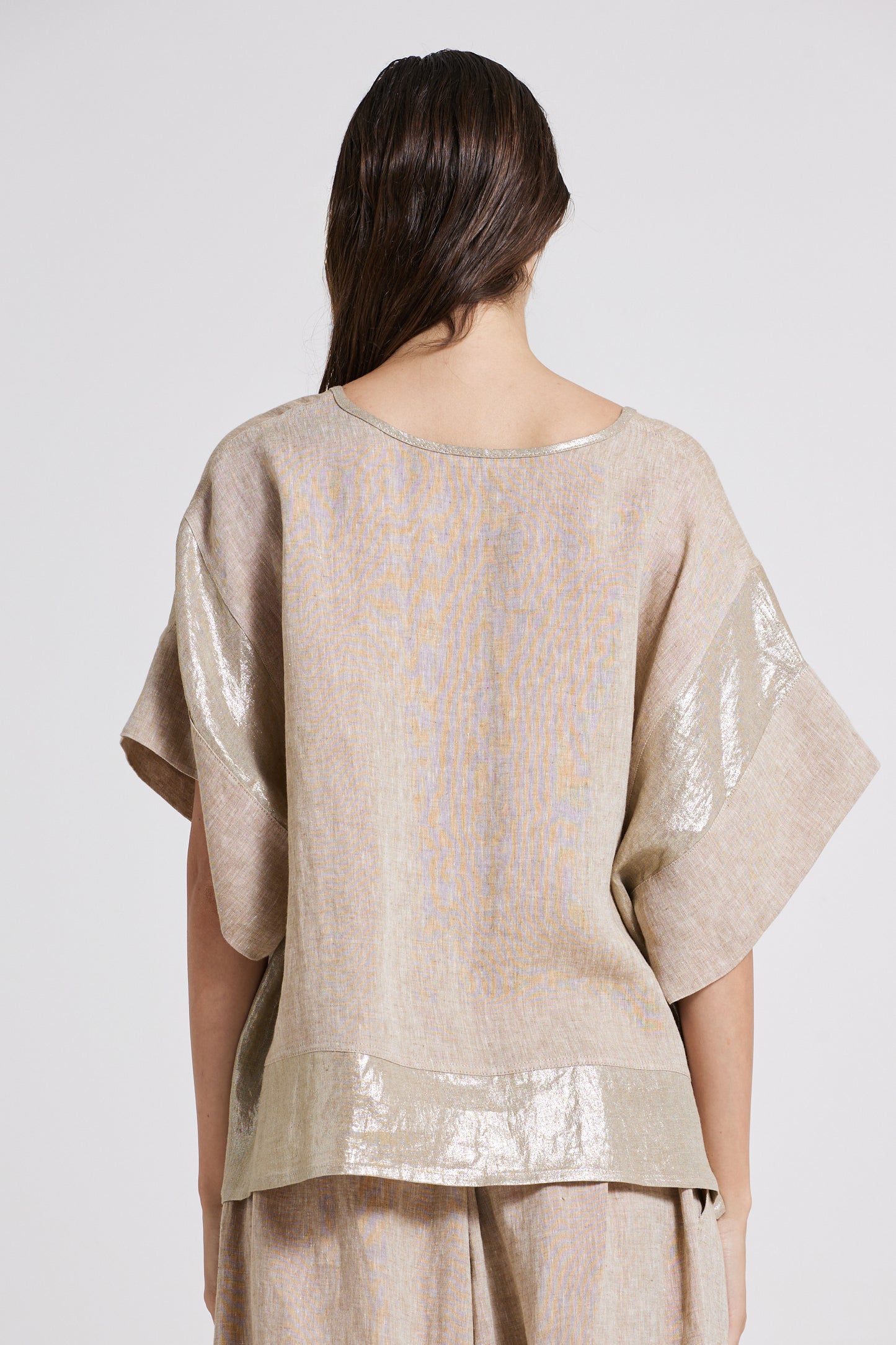 Linen Blouse With Short Trumpet Sleeves